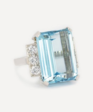 Kojis - Platinum Emerald Cut Aquamarine Cocktail Ring image number 1