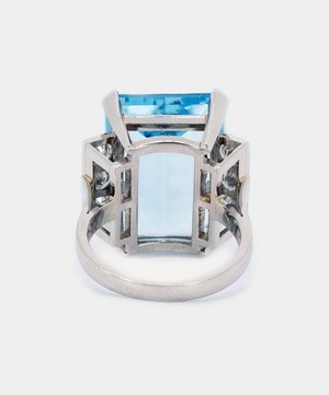 Kojis - Platinum Emerald Cut Aquamarine Cocktail Ring image number 2