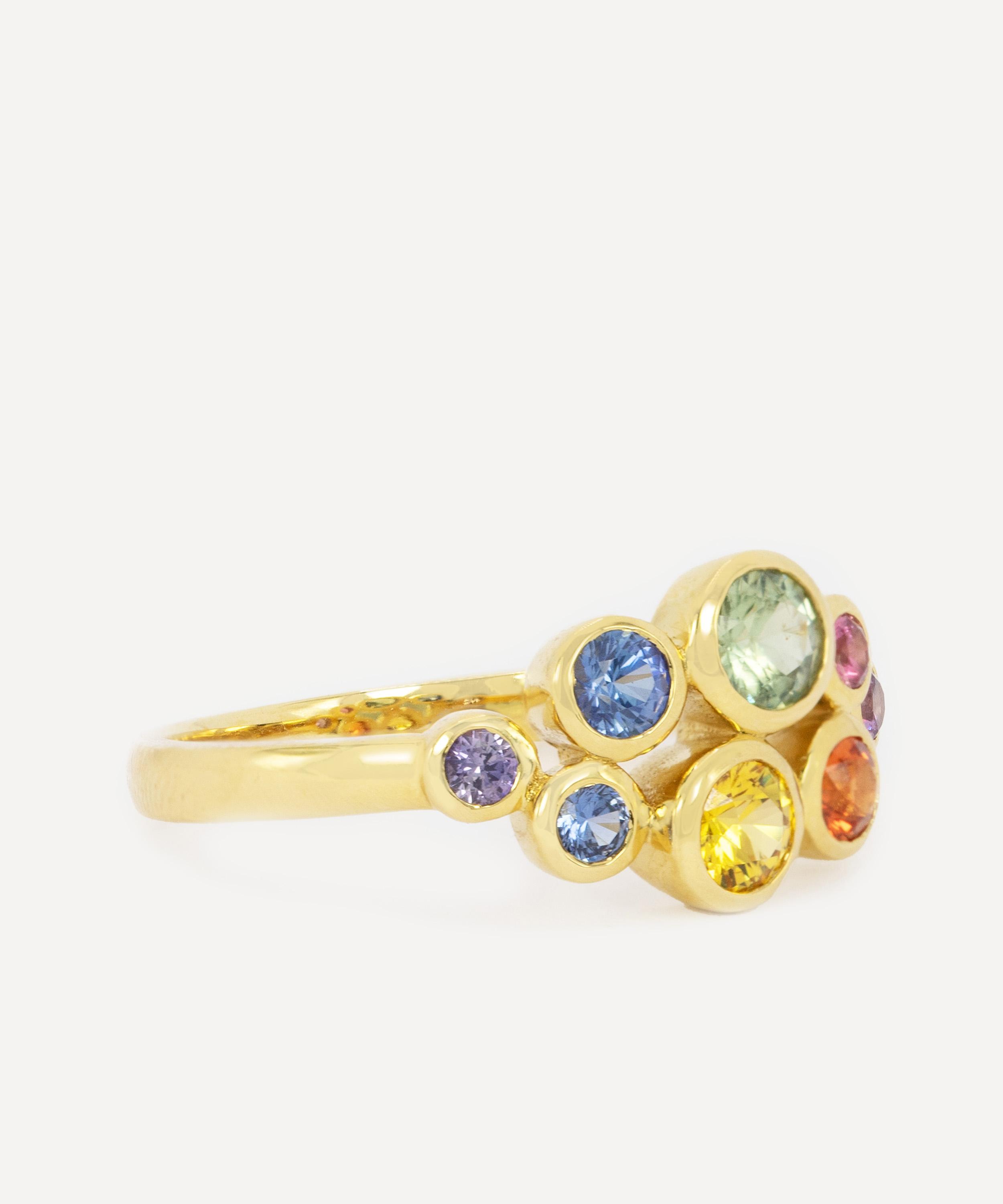 Kojis - 18ct Gold Rainbow Sapphire Bubble Ring image number 1