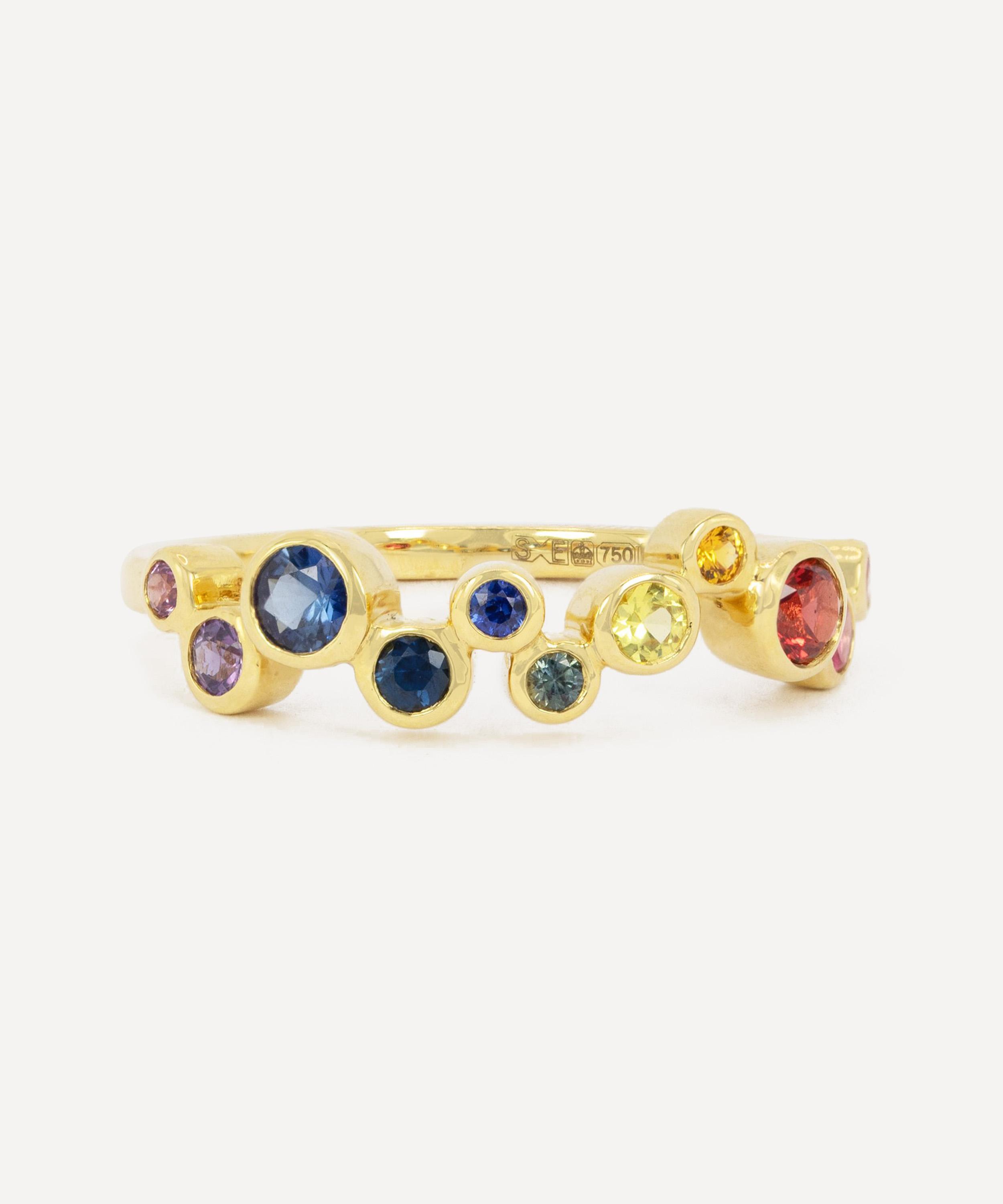 Kojis - 18ct Gold Rainbow Sapphire Bubble Band Ring image number 0