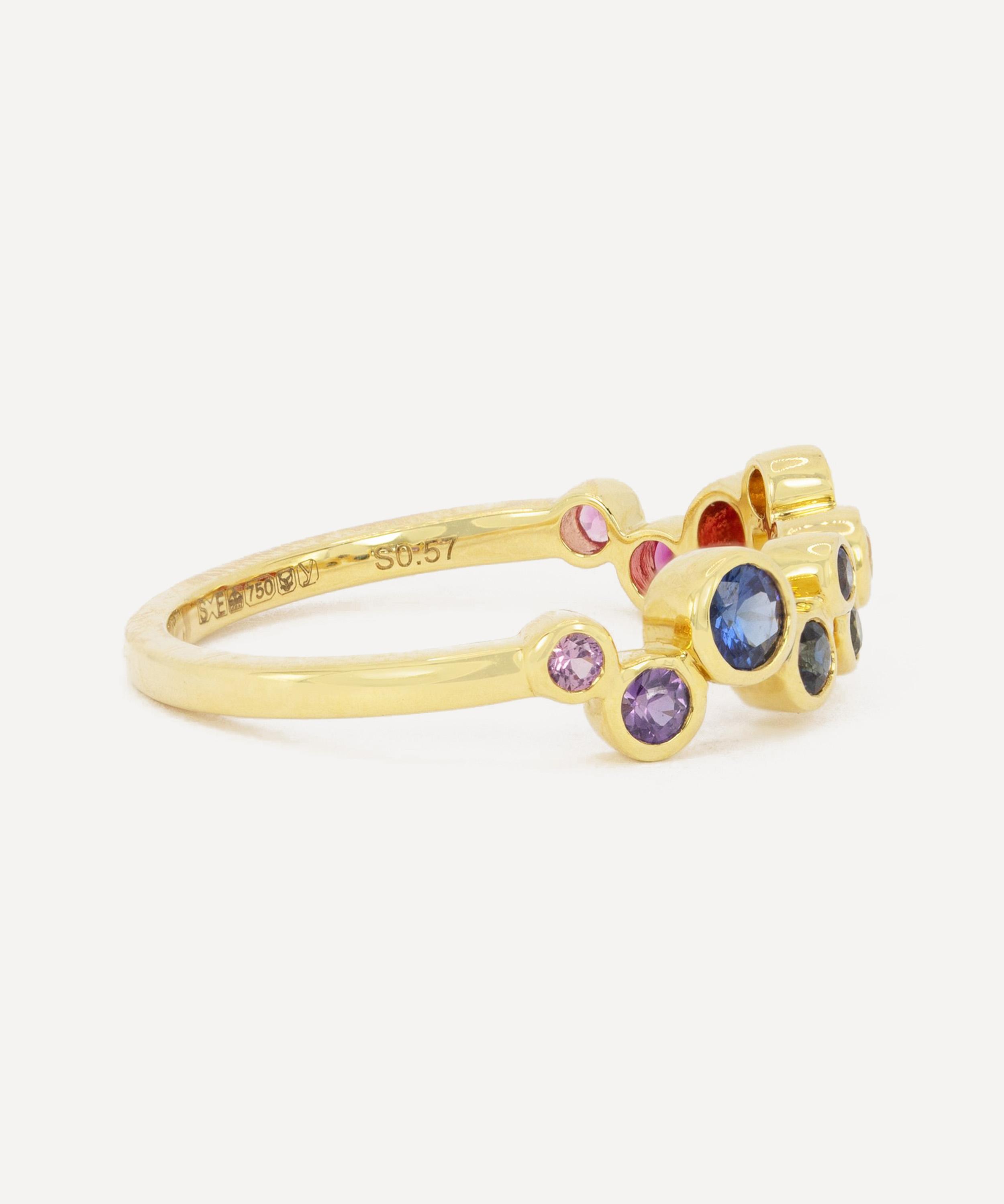 Kojis - 18ct Gold Rainbow Sapphire Bubble Band Ring image number 1