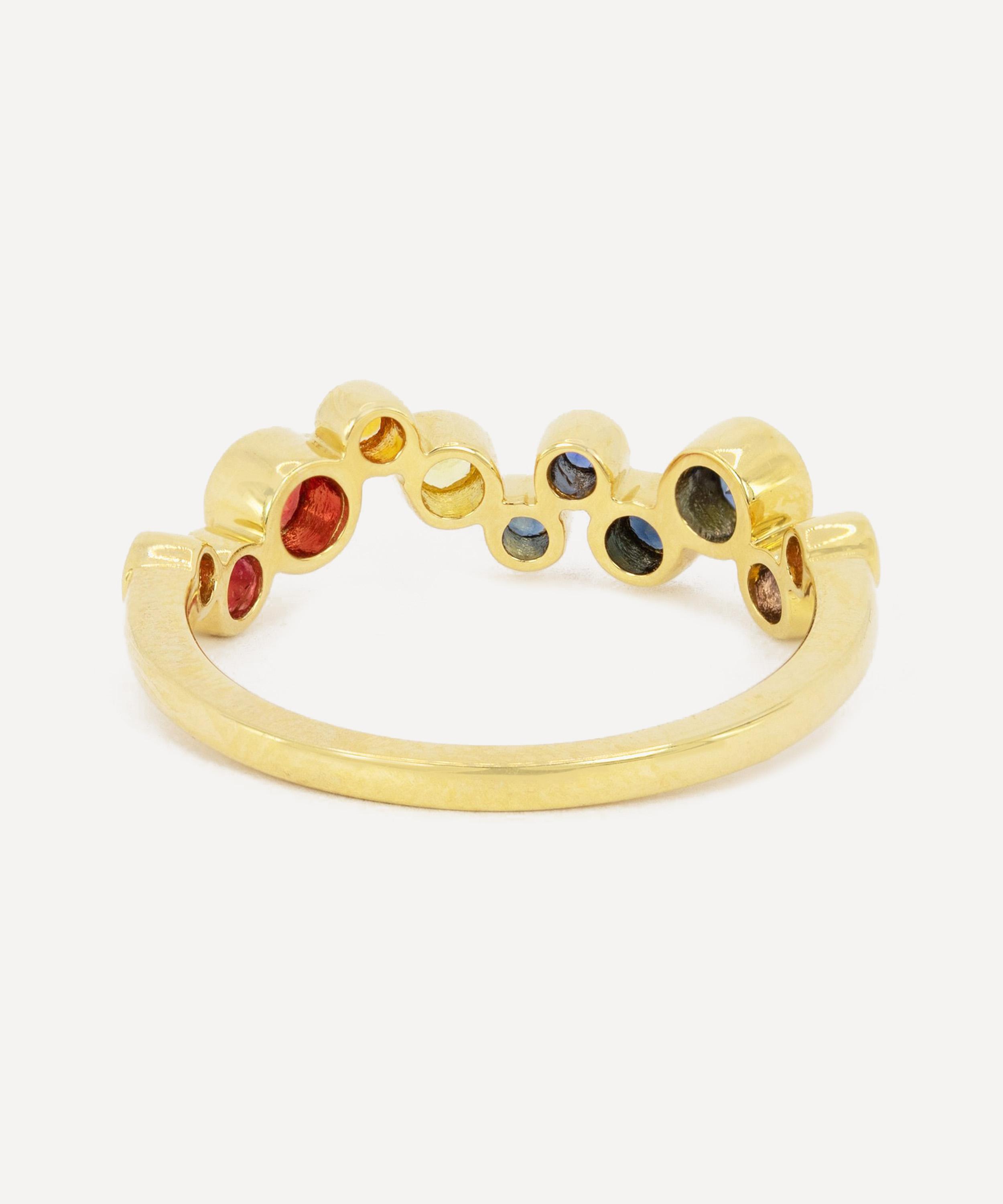 Kojis - 18ct Gold Rainbow Sapphire Bubble Band Ring image number 3