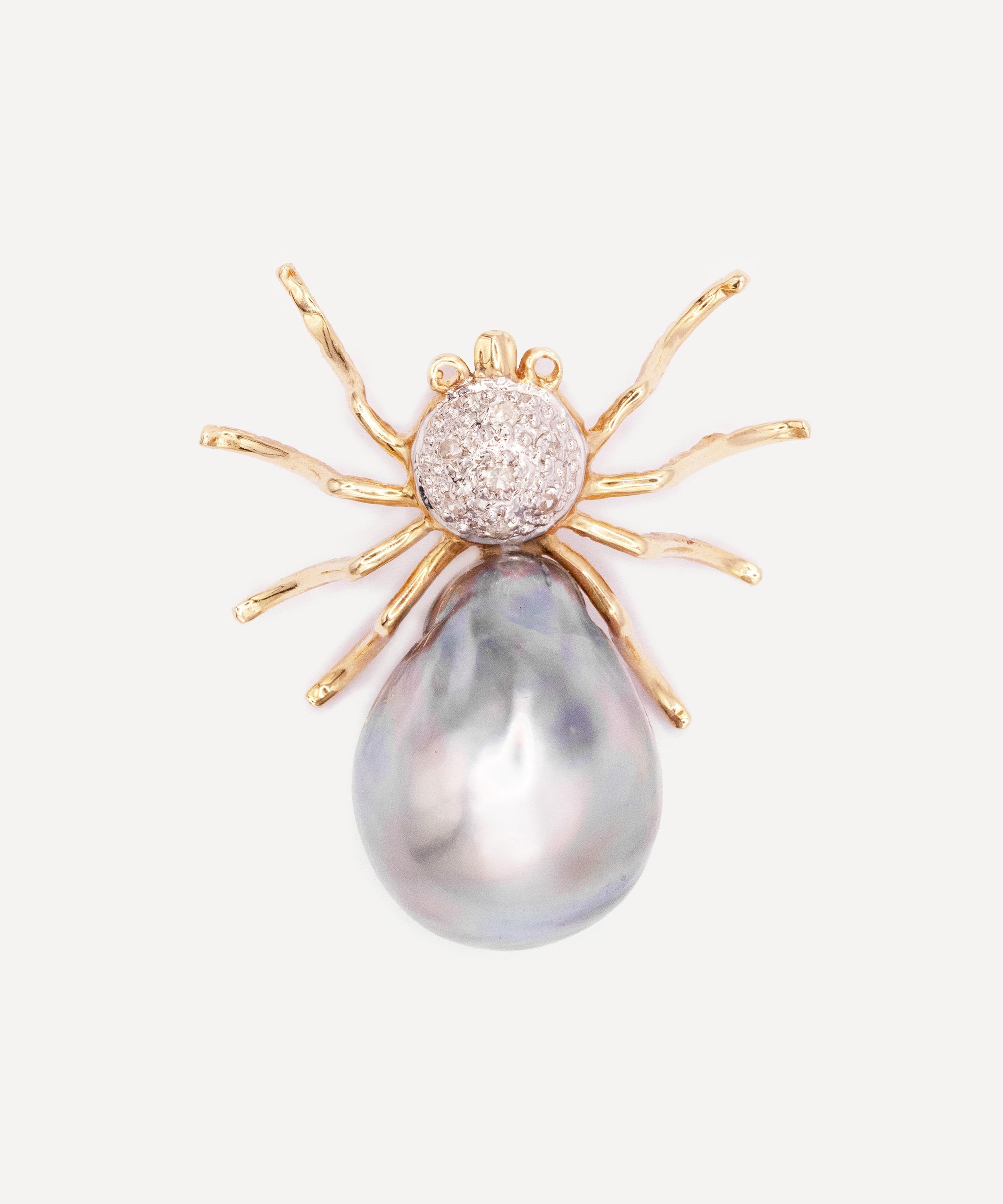 Kojis - 14ct Gold Tahitian Pearl Spider Brooch image number 0