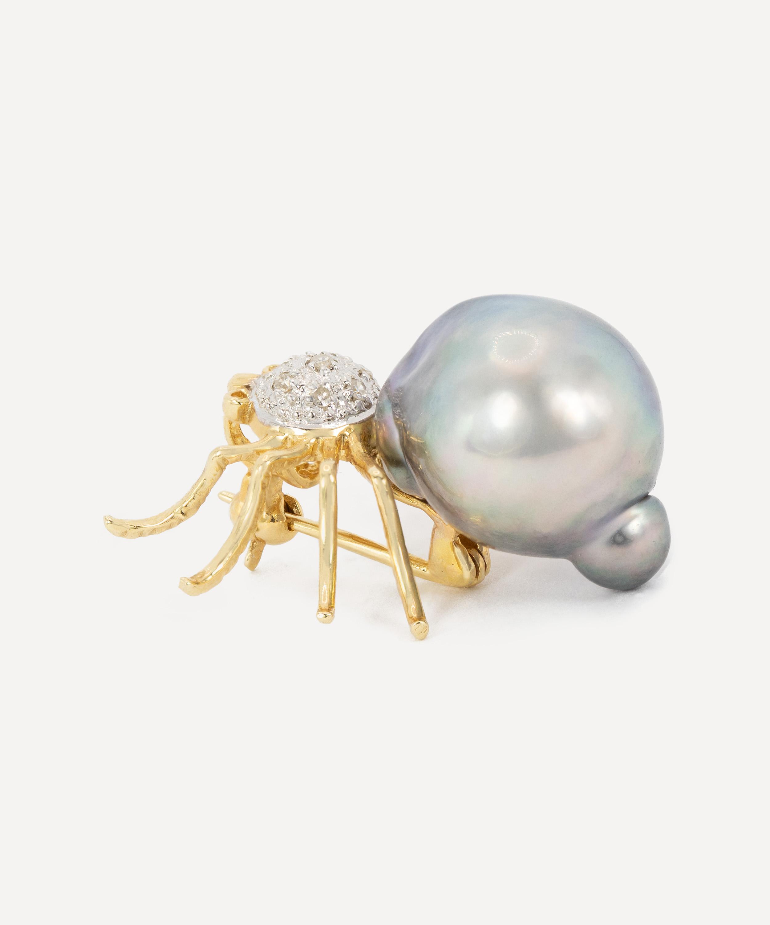 Kojis - 14ct Gold Tahitian Pearl Spider Brooch image number 2