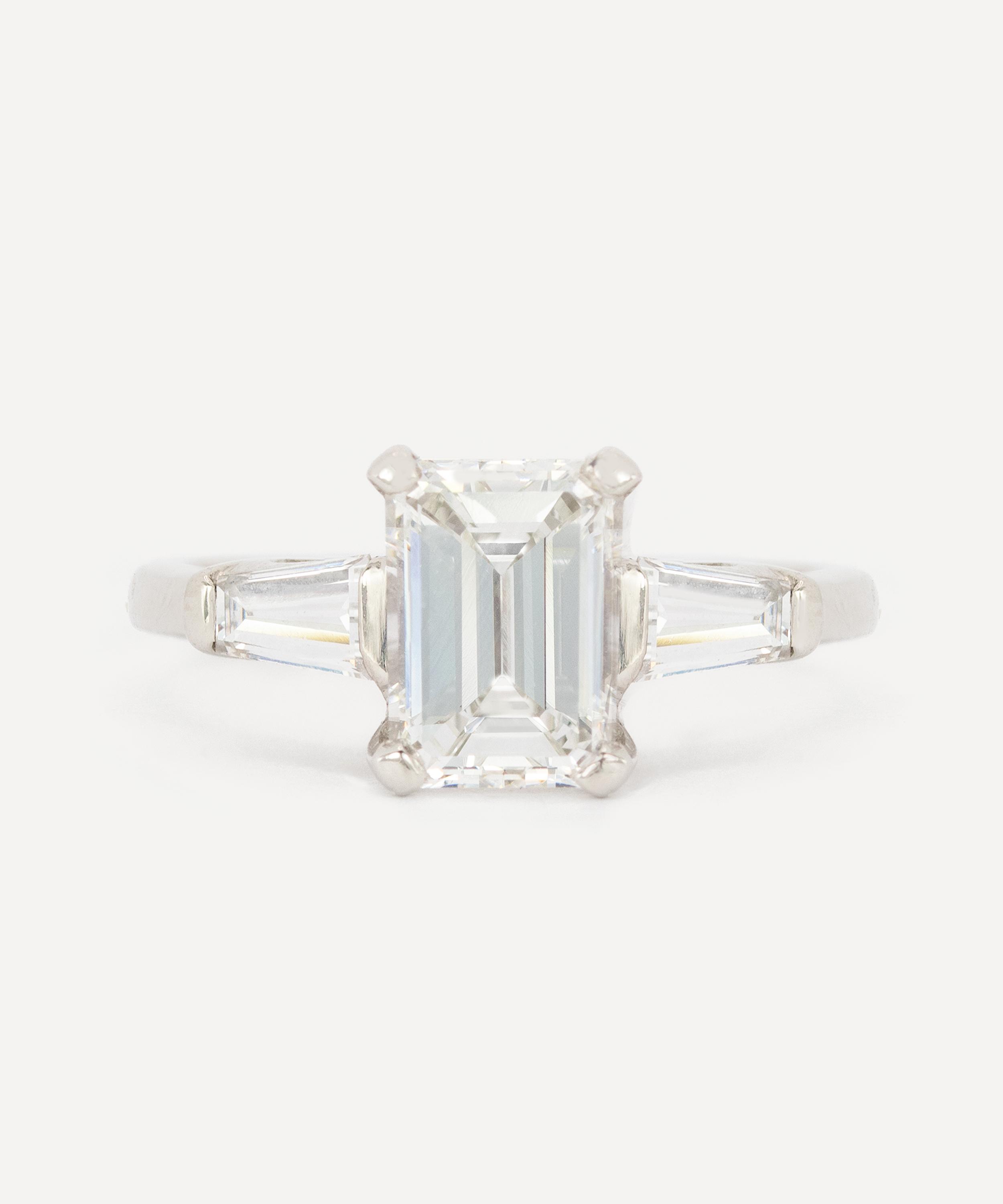 Kojis - Platinum Vintage Emerald Cut Diamond Ring image number 0