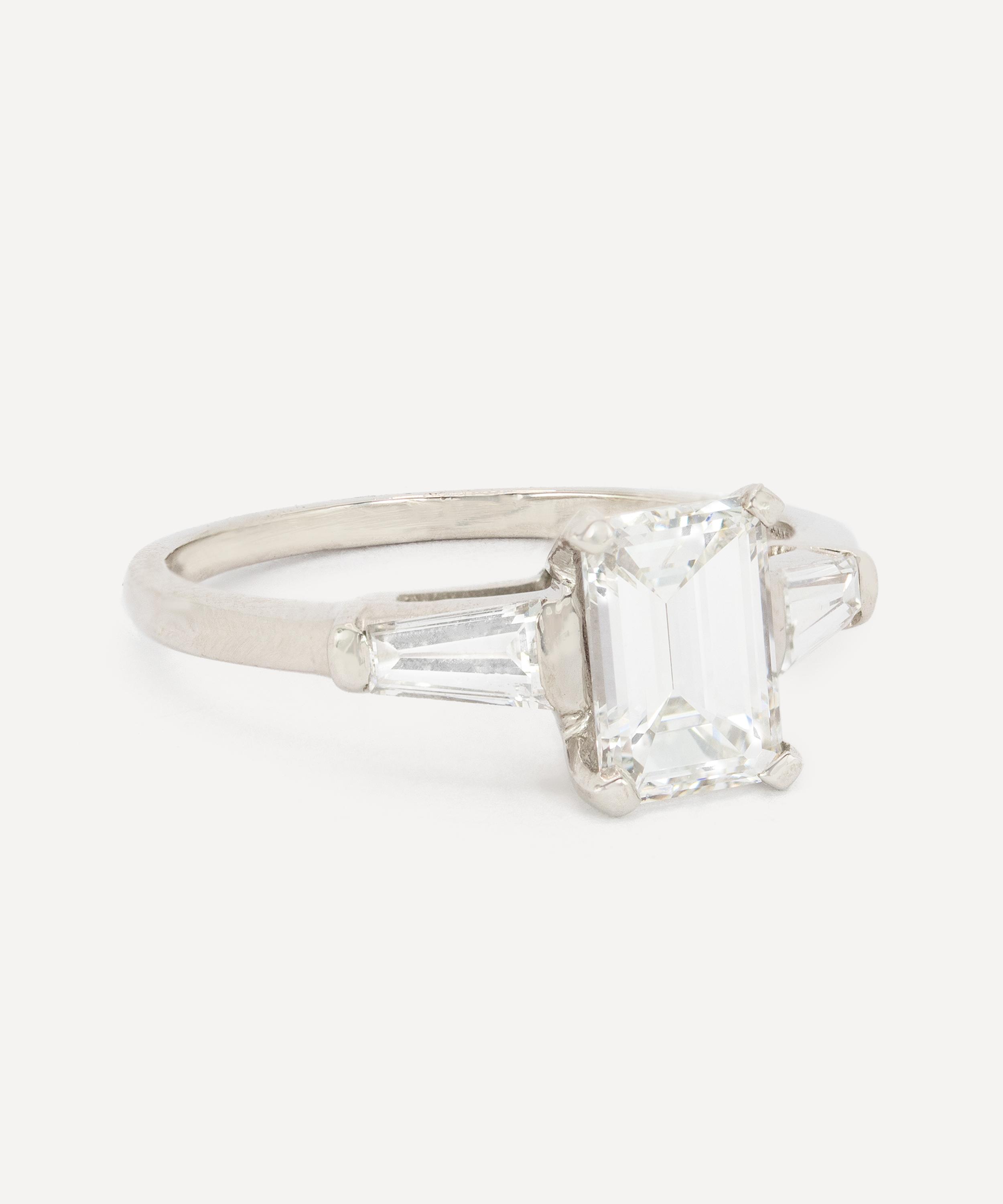 Kojis - Platinum Vintage Emerald Cut Diamond Ring image number 1