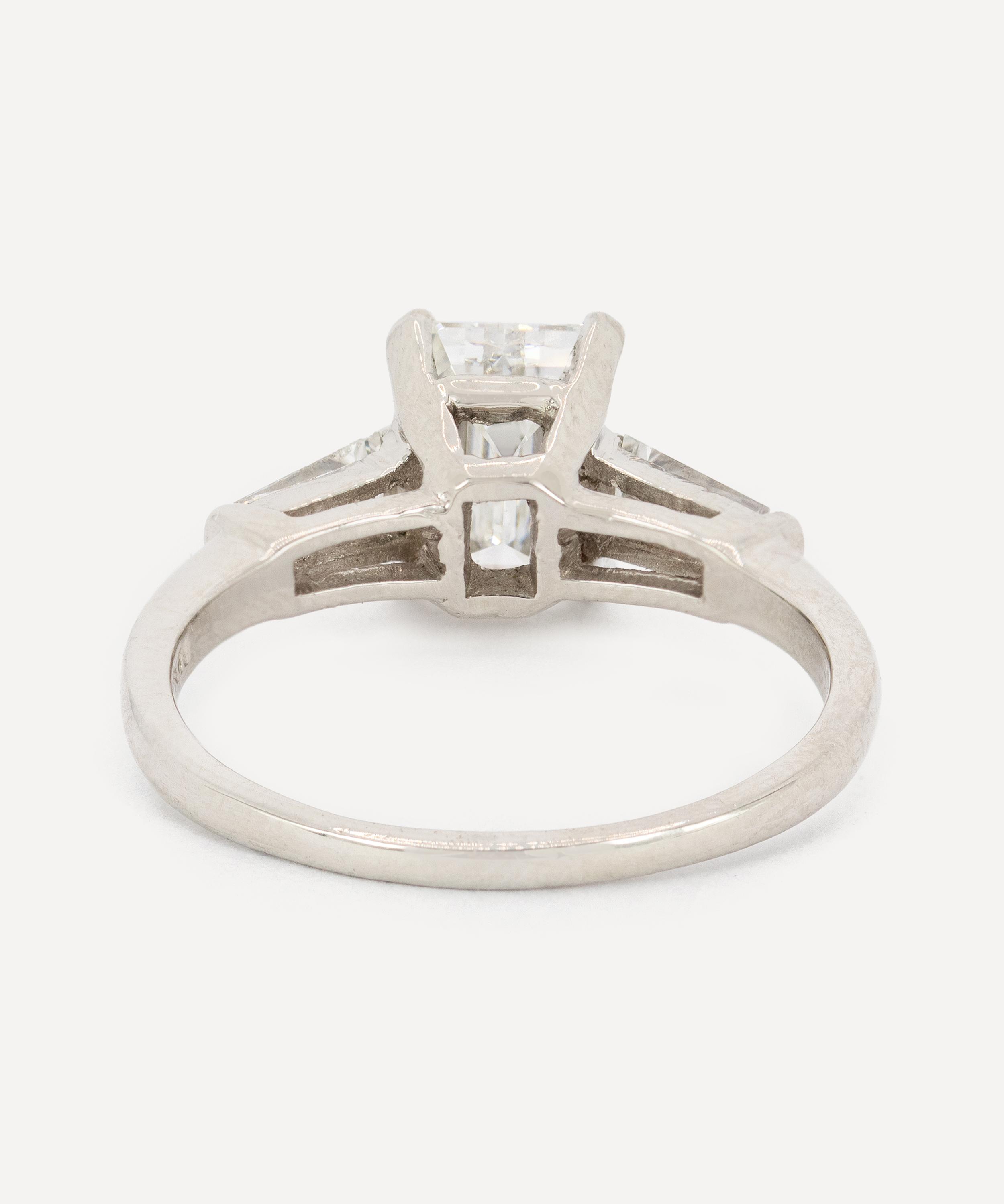 Kojis - Platinum Vintage Emerald Cut Diamond Ring image number 3