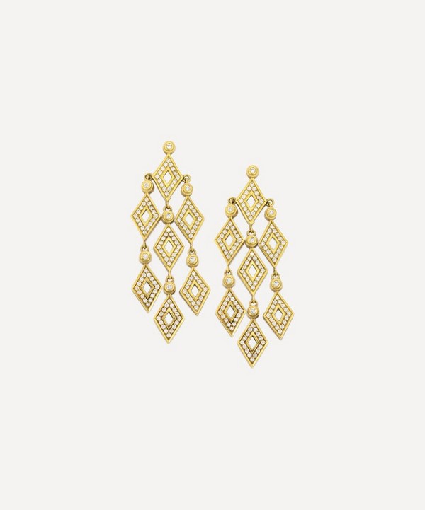 Kojis - 18ct Gold Geometric Diamond Chandelier Drop Earrings image number null