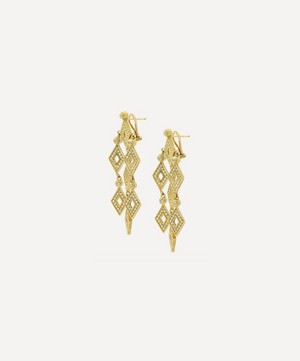 Kojis - 18ct Gold Geometric Diamond Chandelier Drop Earrings image number 1