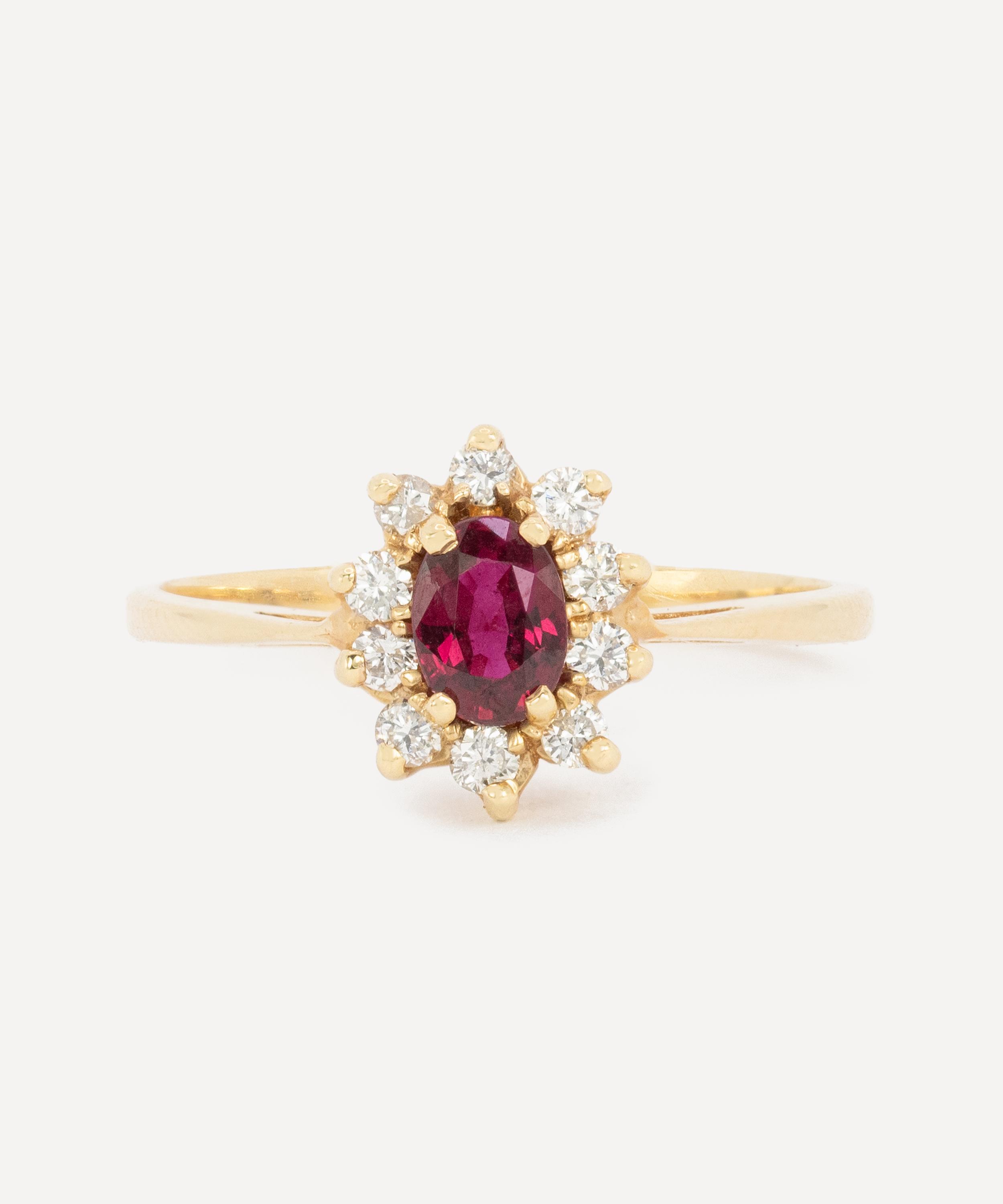 Kojis - 14ct Gold Vintage Ruby and Diamond Cluster Ring image number 0