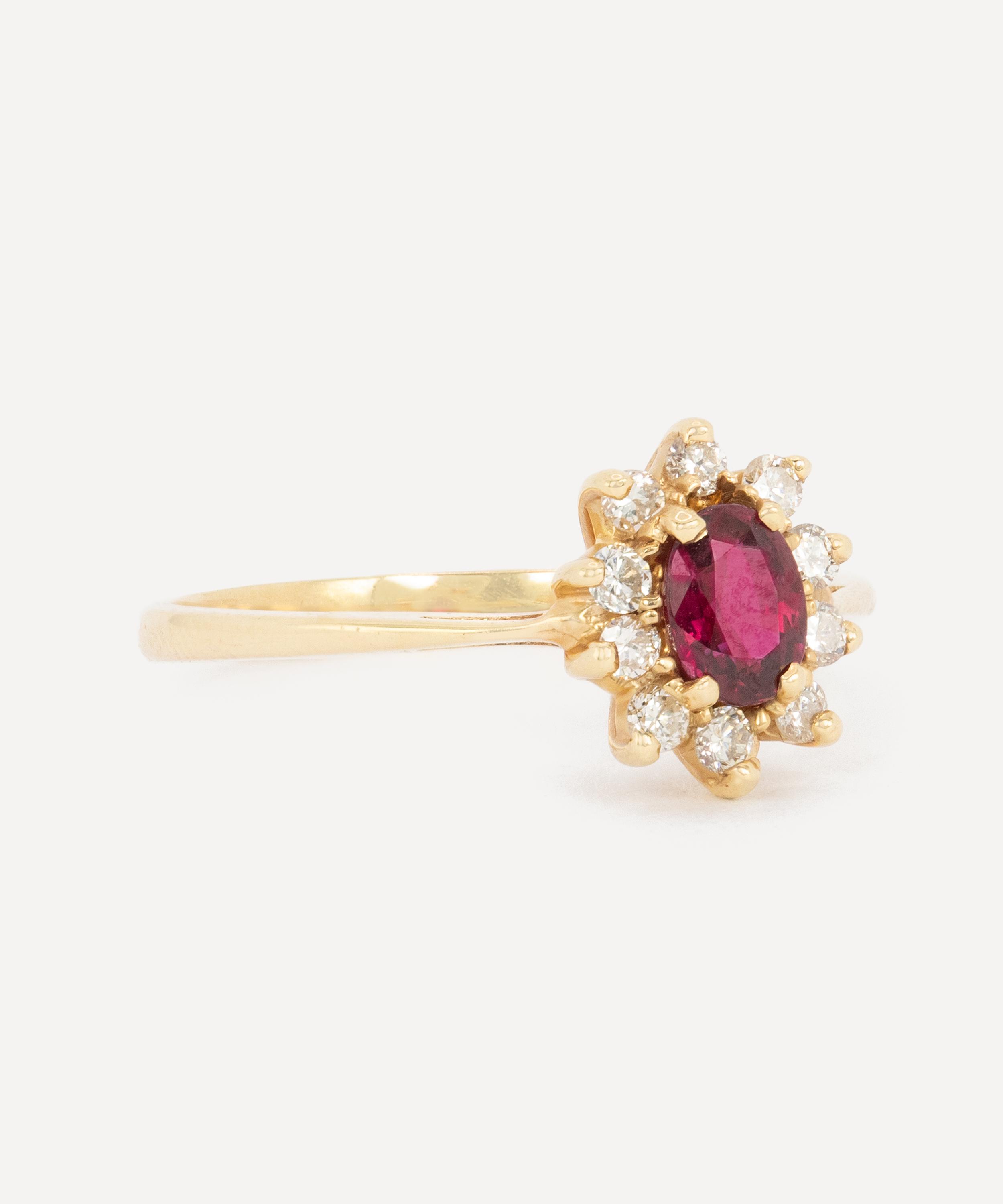 Kojis - 14ct Gold Vintage Ruby and Diamond Cluster Ring image number 1