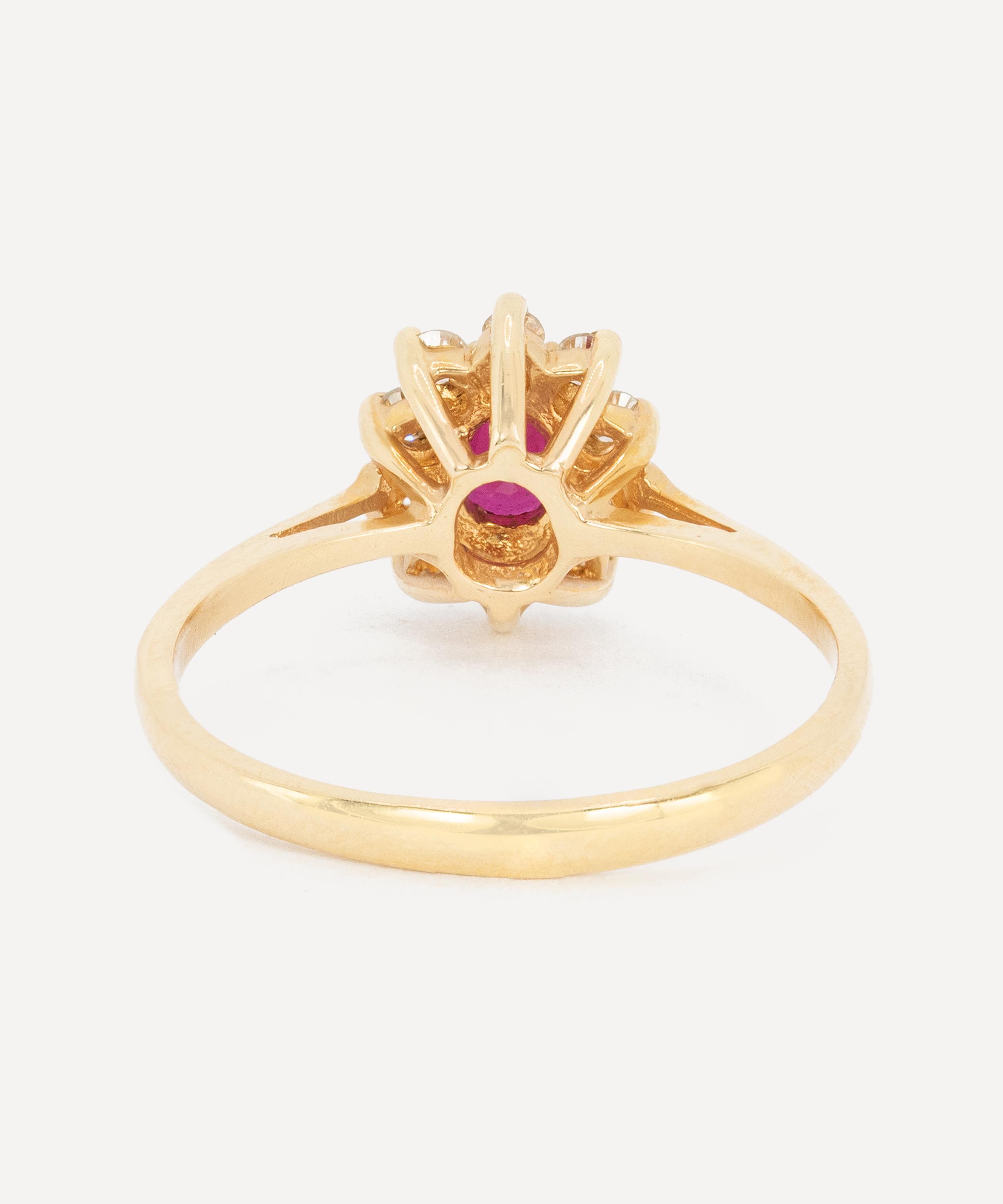 Kojis - 14ct Gold Vintage Ruby and Diamond Cluster Ring image number 3
