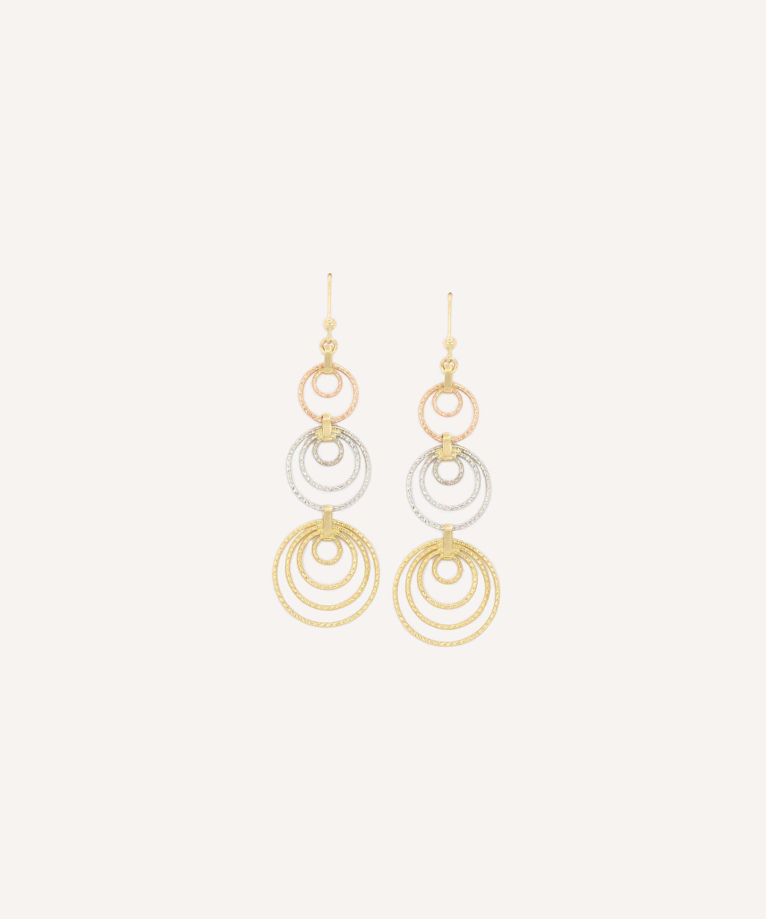Kojis - 14ct Gold Tri-Colour Hoop Earrings image number 0