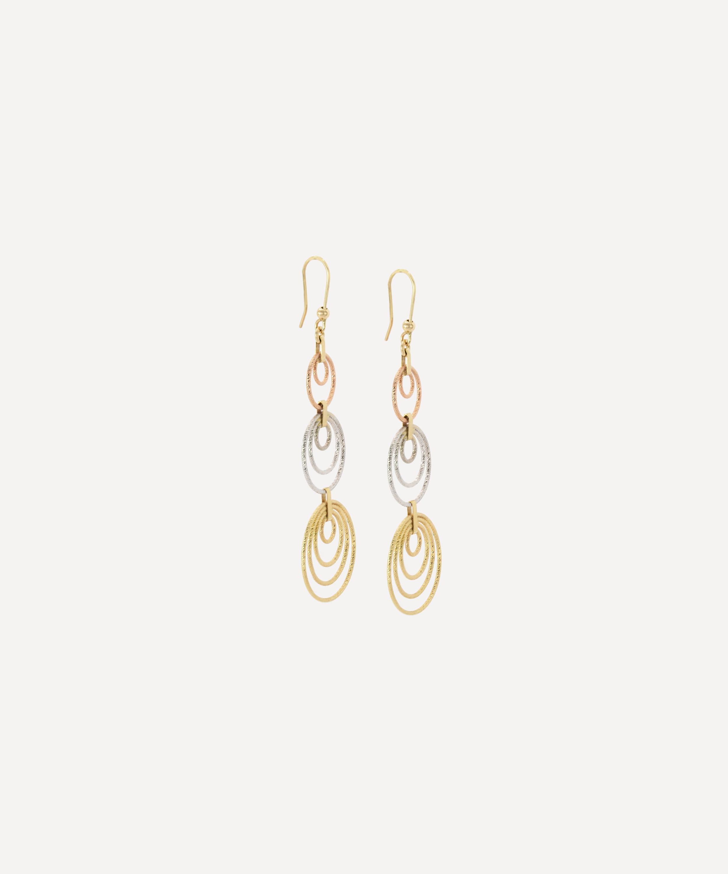 Kojis - 14ct Gold Tri-Colour Hoop Earrings image number 1
