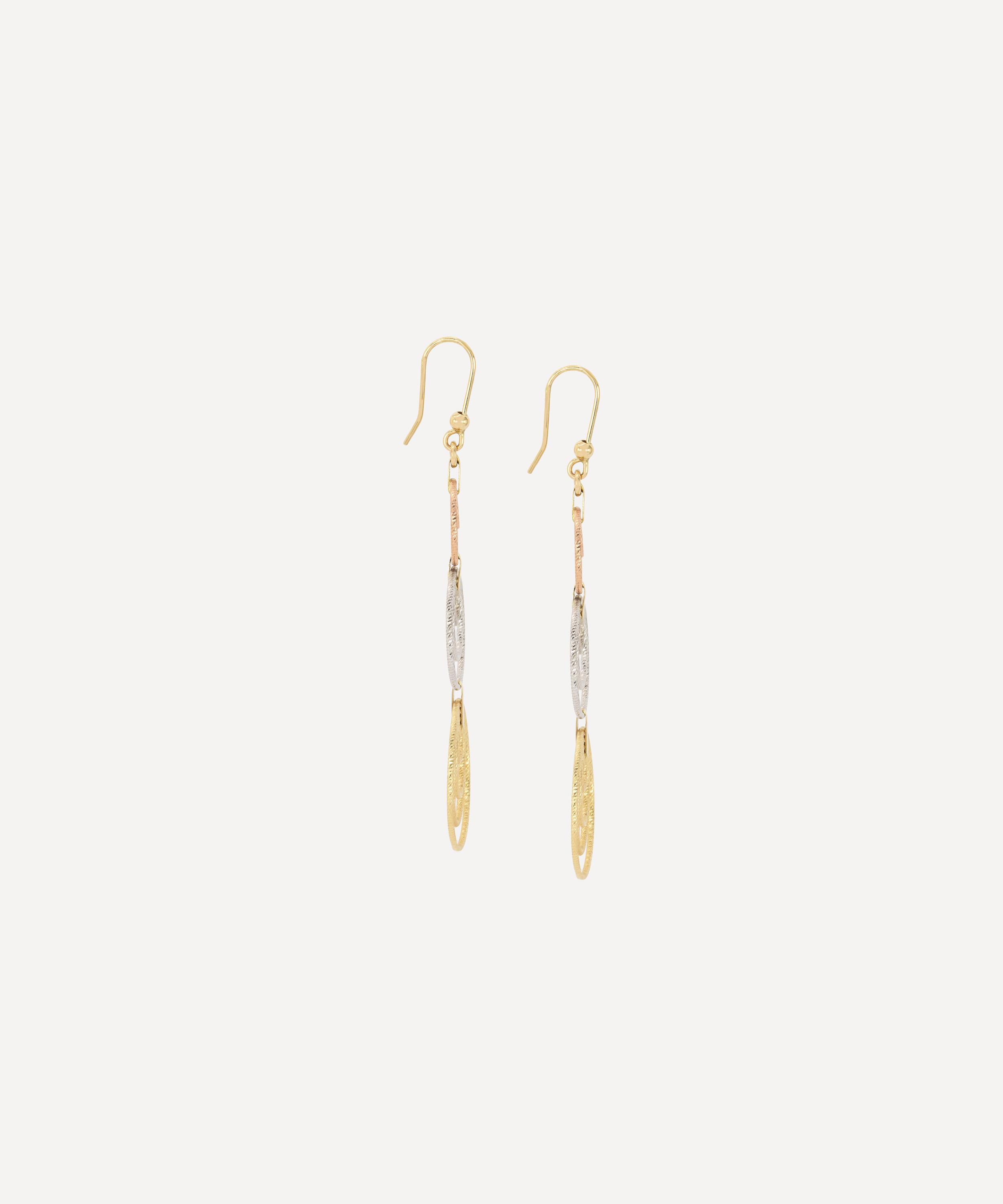 Kojis 14ct Gold Tri-Colour Hoop Earrings