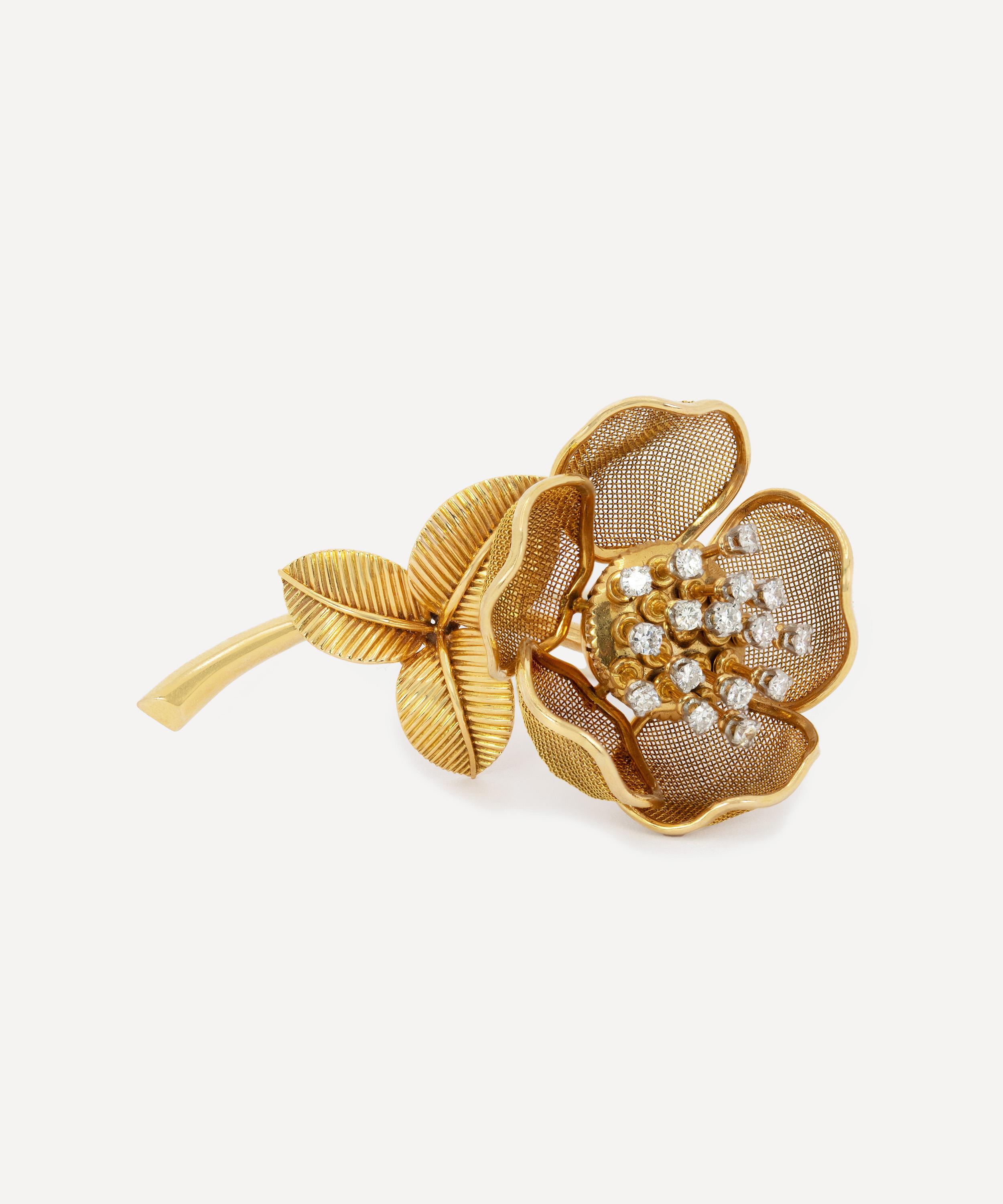 Kojis - 18ct Rose Gold Mid-Century Piaget Flower Brooch image number 1