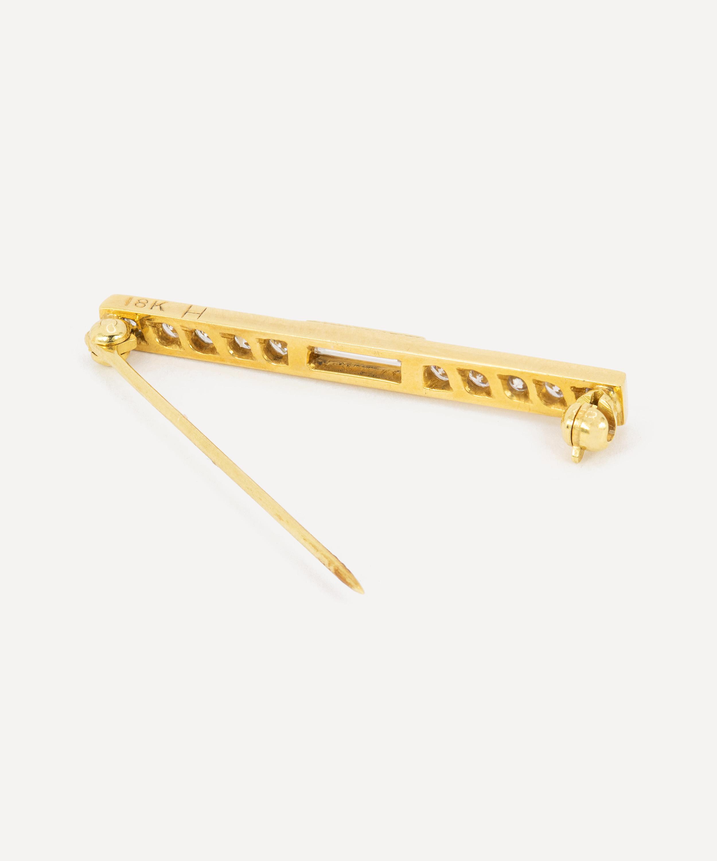 Kojis - 18ct Gold Diamond Bar Brooch image number 2