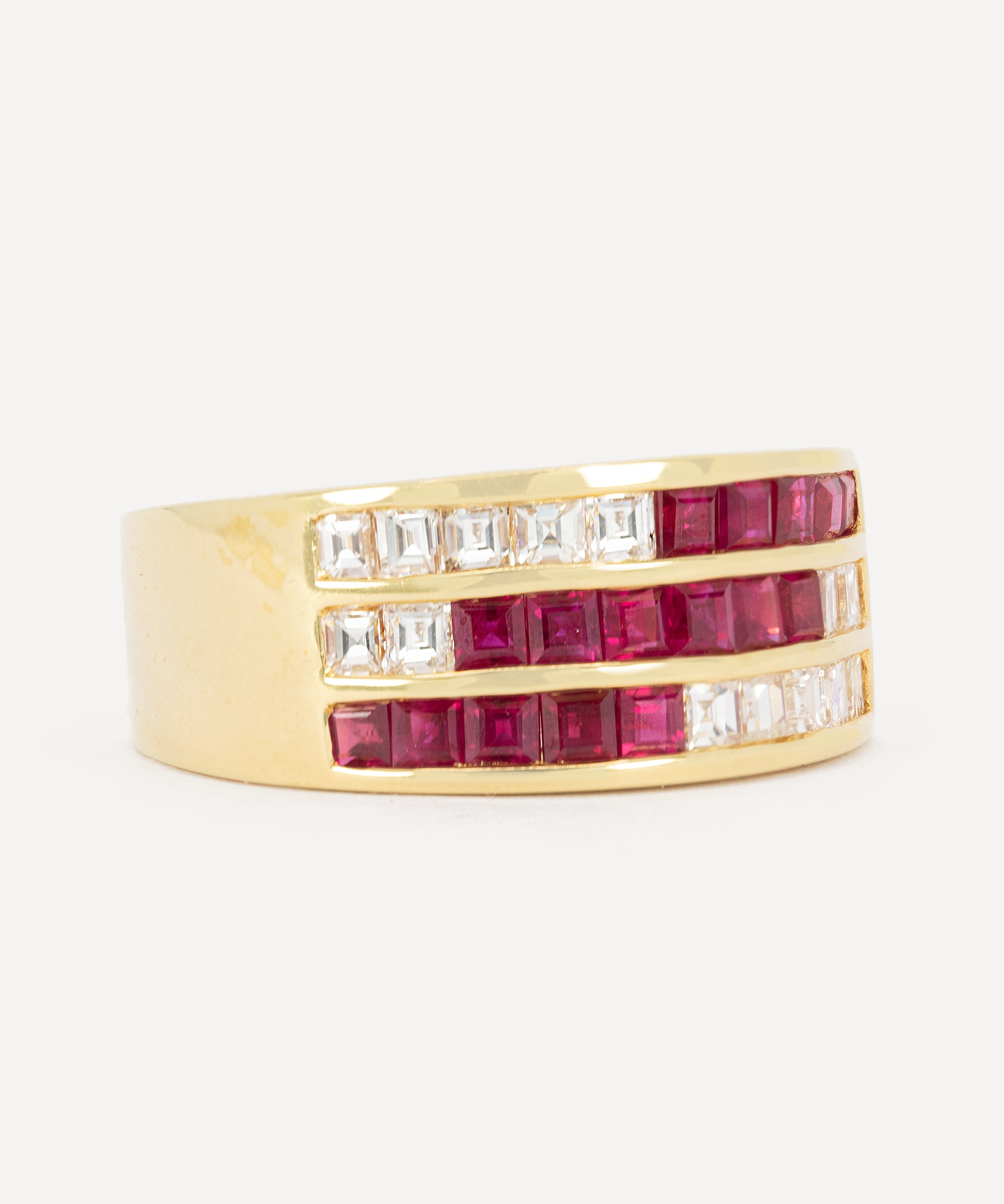 Kojis - 18ct Gold Ruby and Diamond Triple Band Ring image number 1