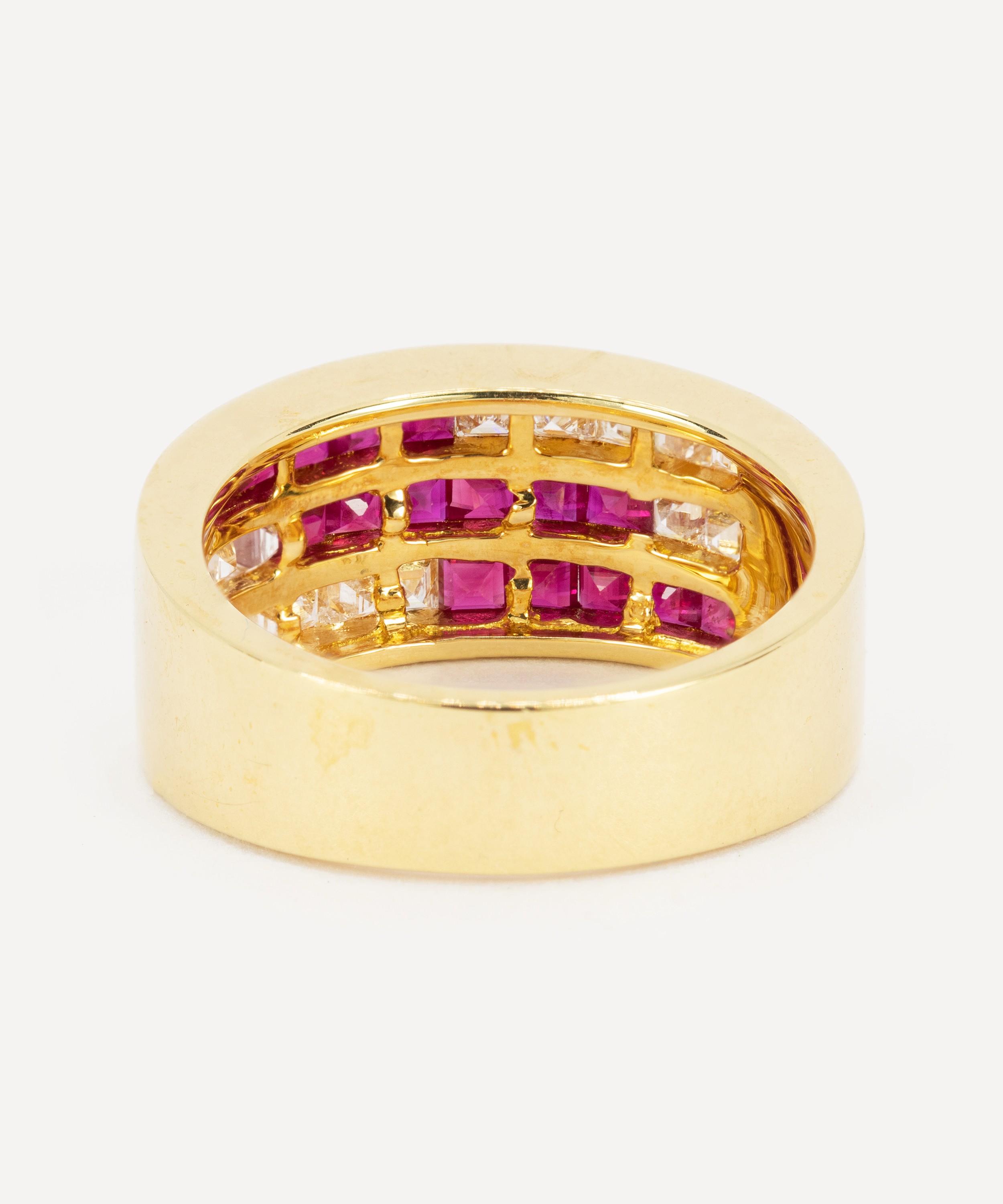 Kojis - 18ct Gold Ruby and Diamond Triple Band Ring image number 2