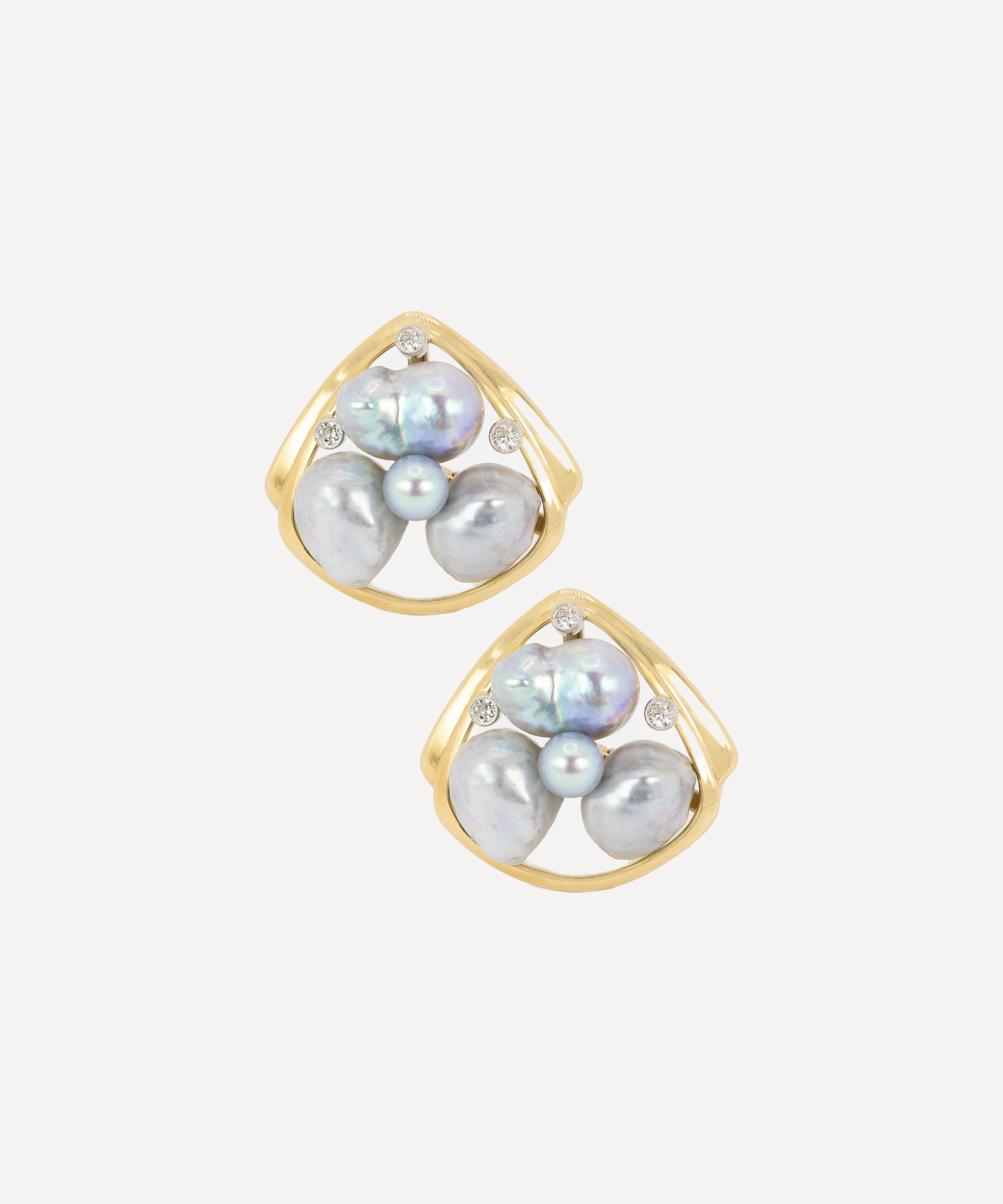 Kojis - 18ct Gold Vintage Pearl Cluster Earrings image number 0