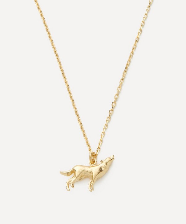 Alex Monroe - 18ct Gold Teeny Tiny Howling Wolf Pendant Necklace image number null