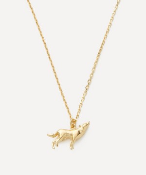 Alex Monroe - 18ct Gold Teeny Tiny Howling Wolf Pendant Necklace image number 0