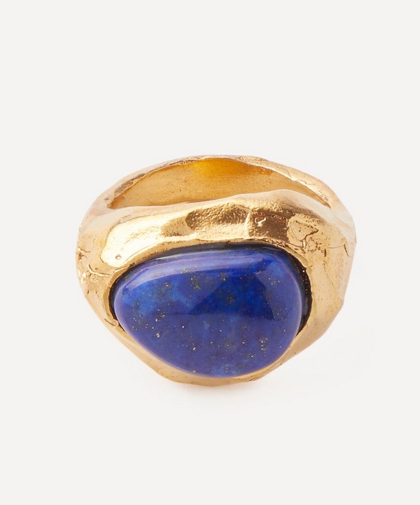 Alighieri - 24ct Gold-Plated The Horizon Calling Lapis Lazuli Ring image number null
