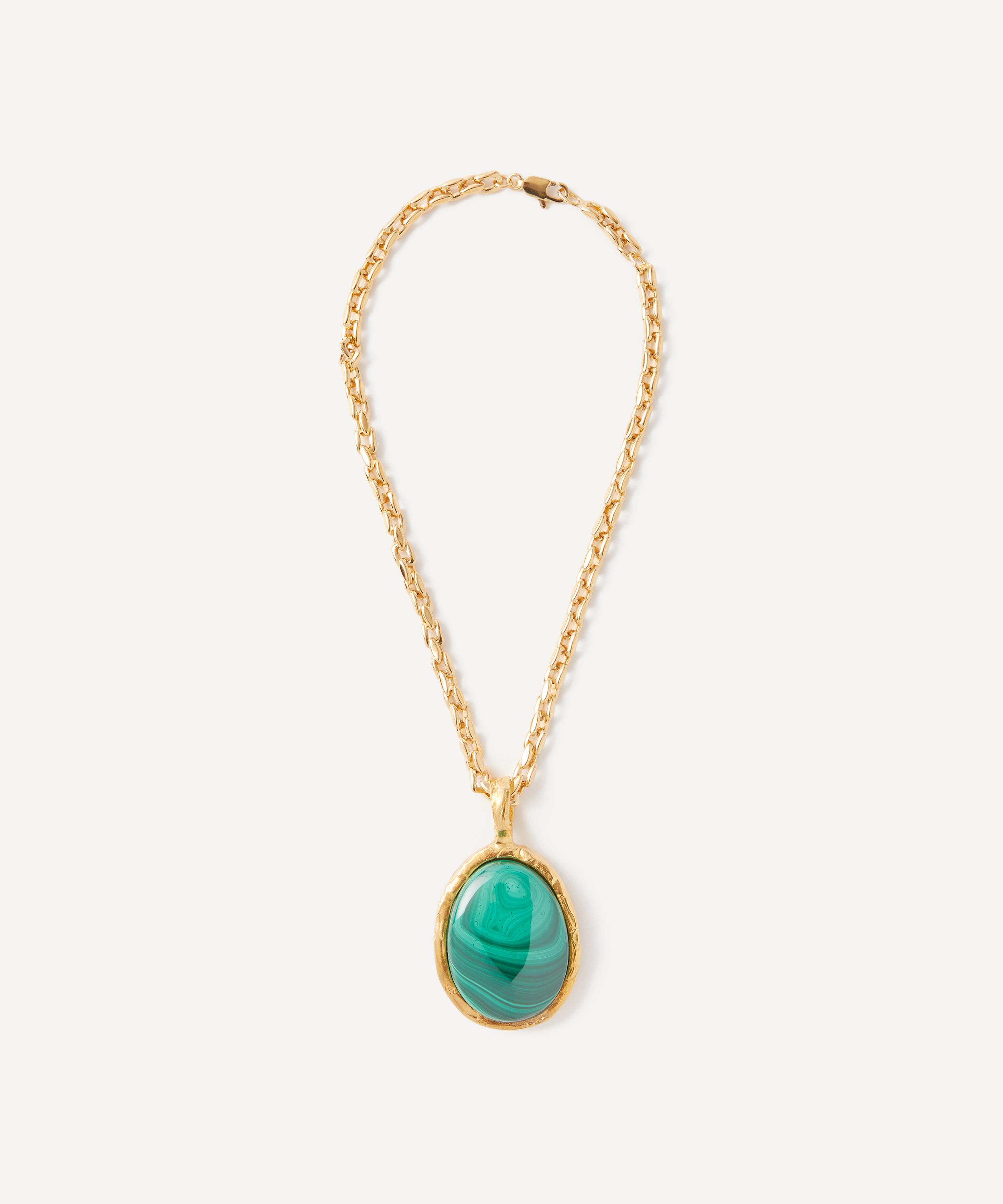Alighieri - 24ct Gold-Plated The Sablier of The Mountain Malachite Choker Necklace image number 2