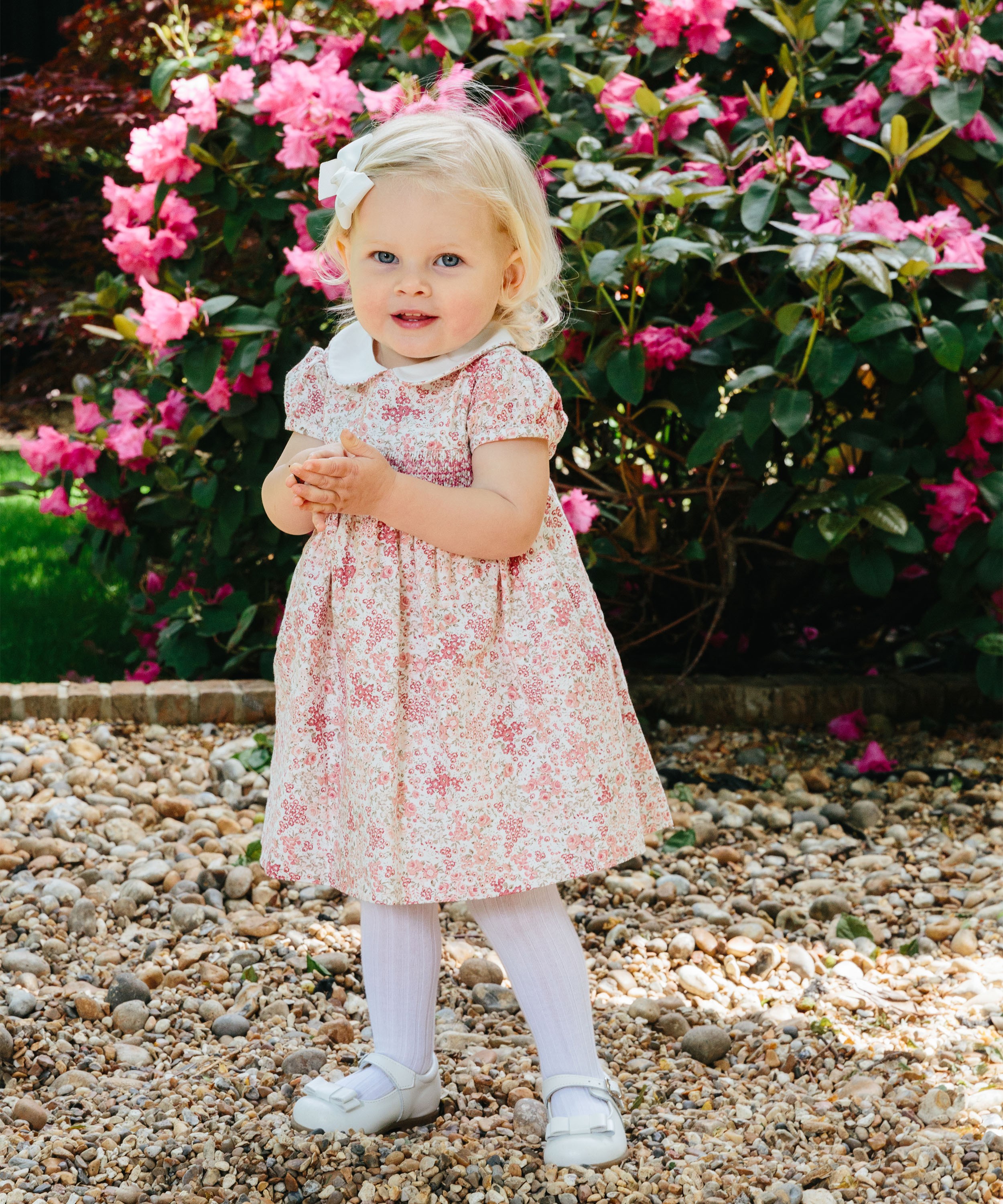 Trotters Baby Arabella Bloom Smocked Dress in Pink Floral - 12/18M