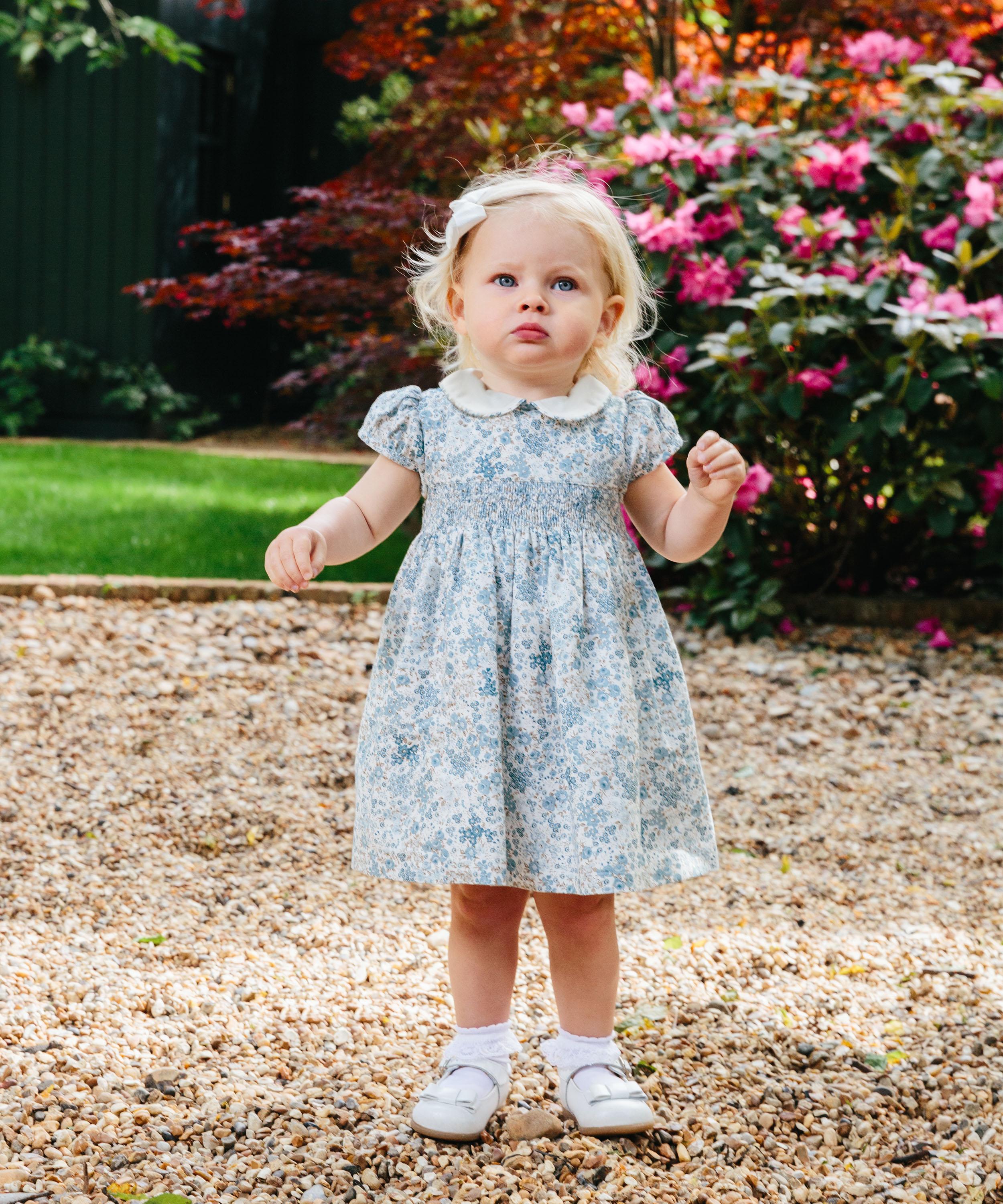 Baby Girls Arabella Bloom Smocked Dress in Pink Floral