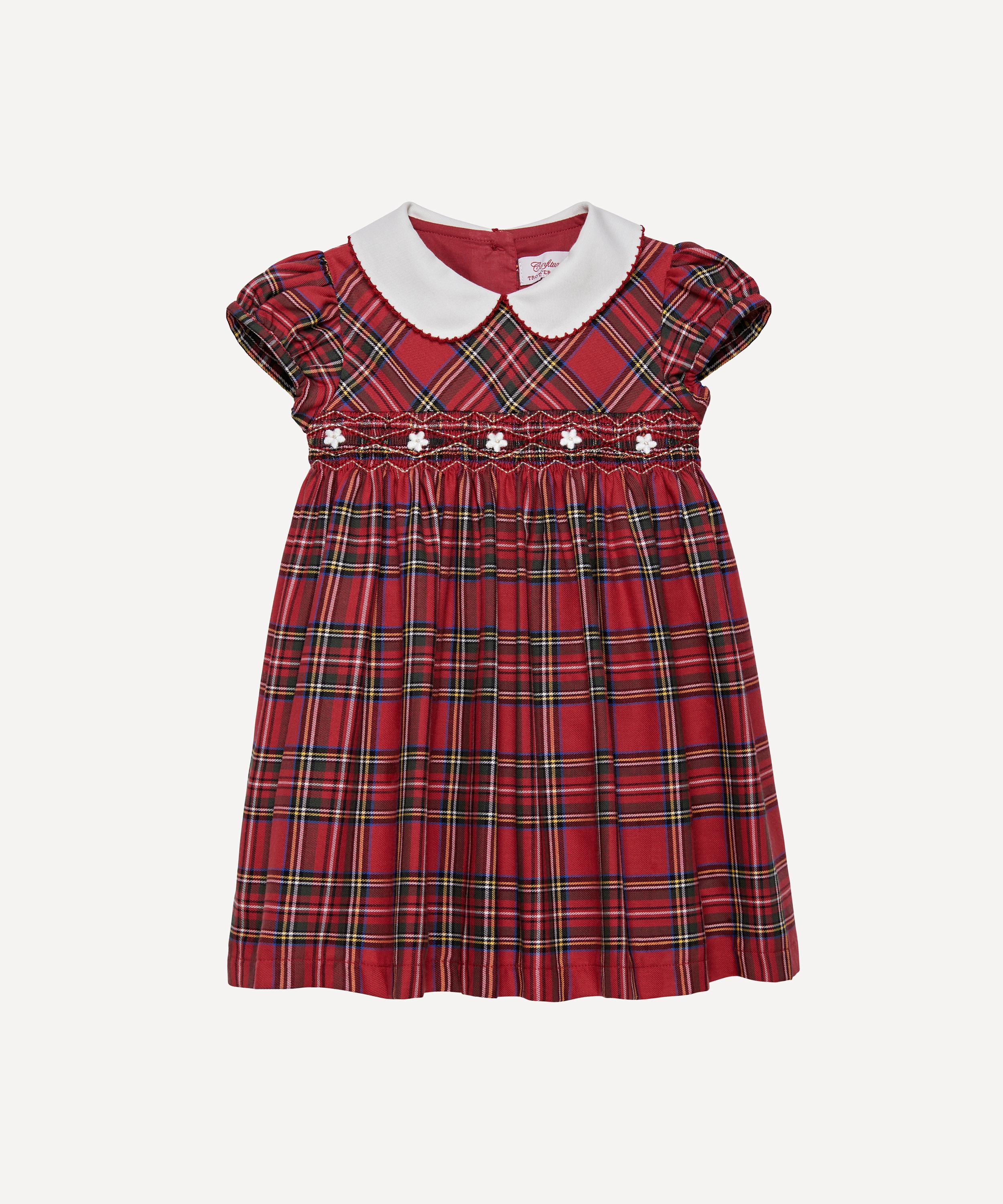 Trotters - Charlotte Tartan Smocked Dress 3-24 Months image number 0