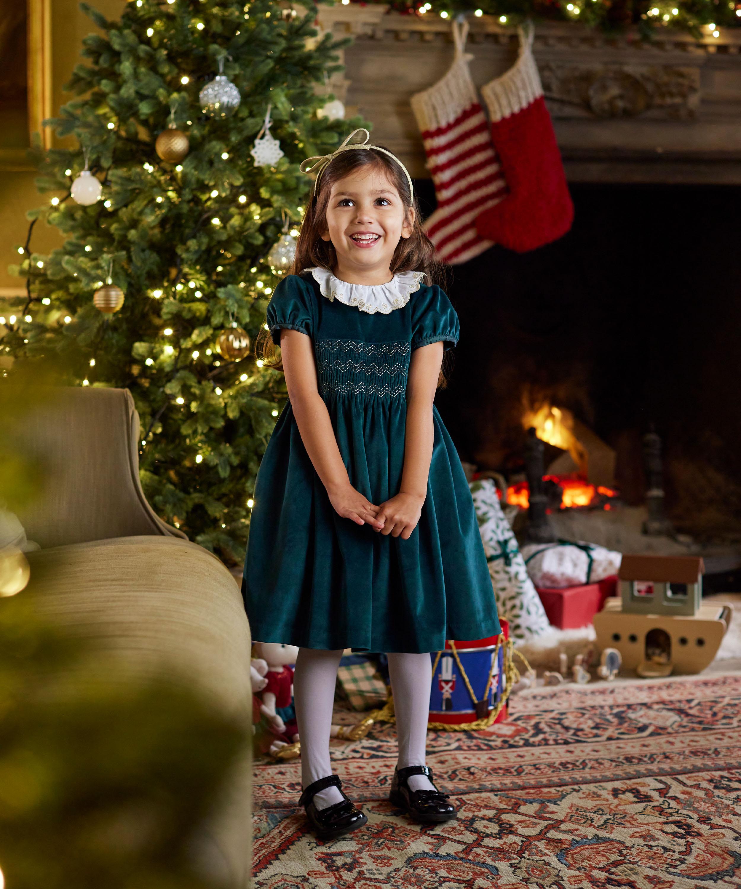 trotters christmas dress Trotters Charlotte Smocked Dress Red