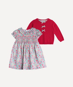 Trotters - Little Florence Willow Smocked Dress and Cardigan Set 3-24 Months image number 0