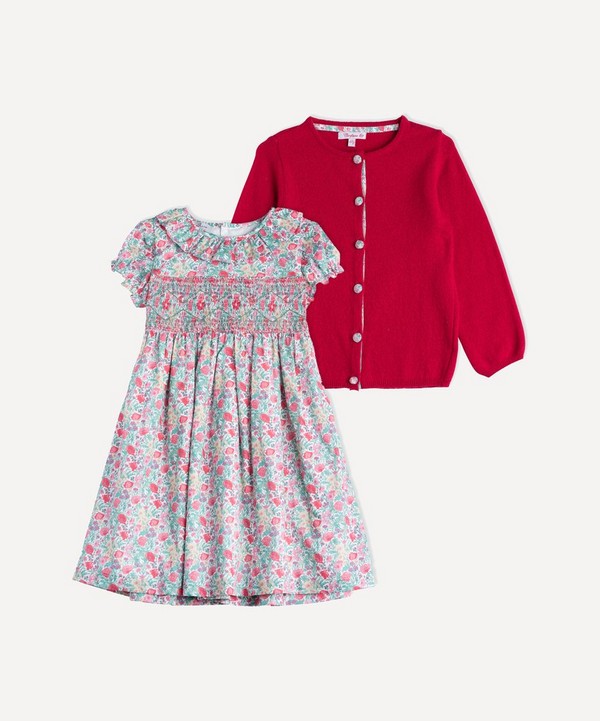 Trotters - Florence Willow Smocked Dress and Cardigan Set 6-11 Years image number null