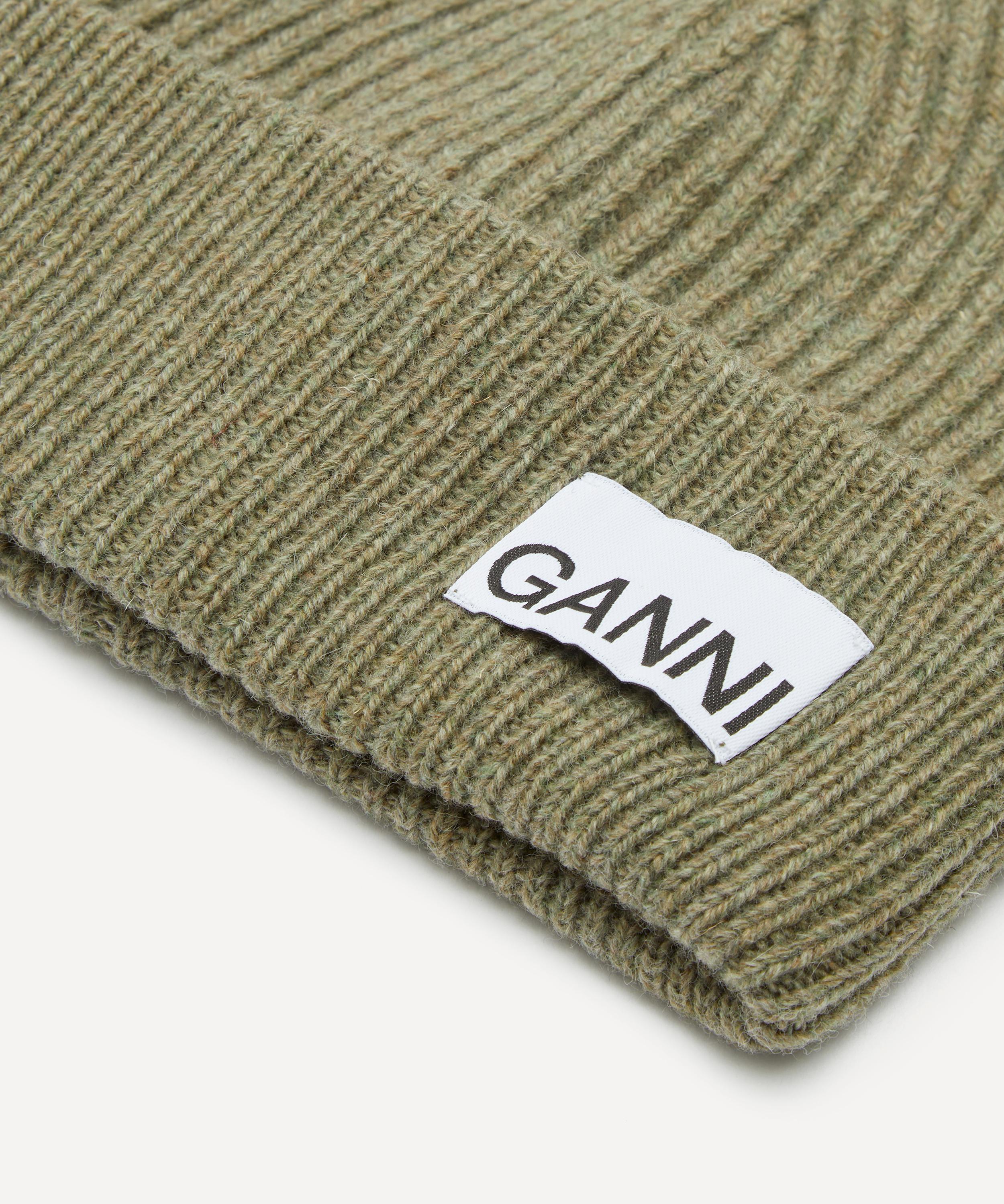 Beige Ribbed Beanie by GANNI on Sale