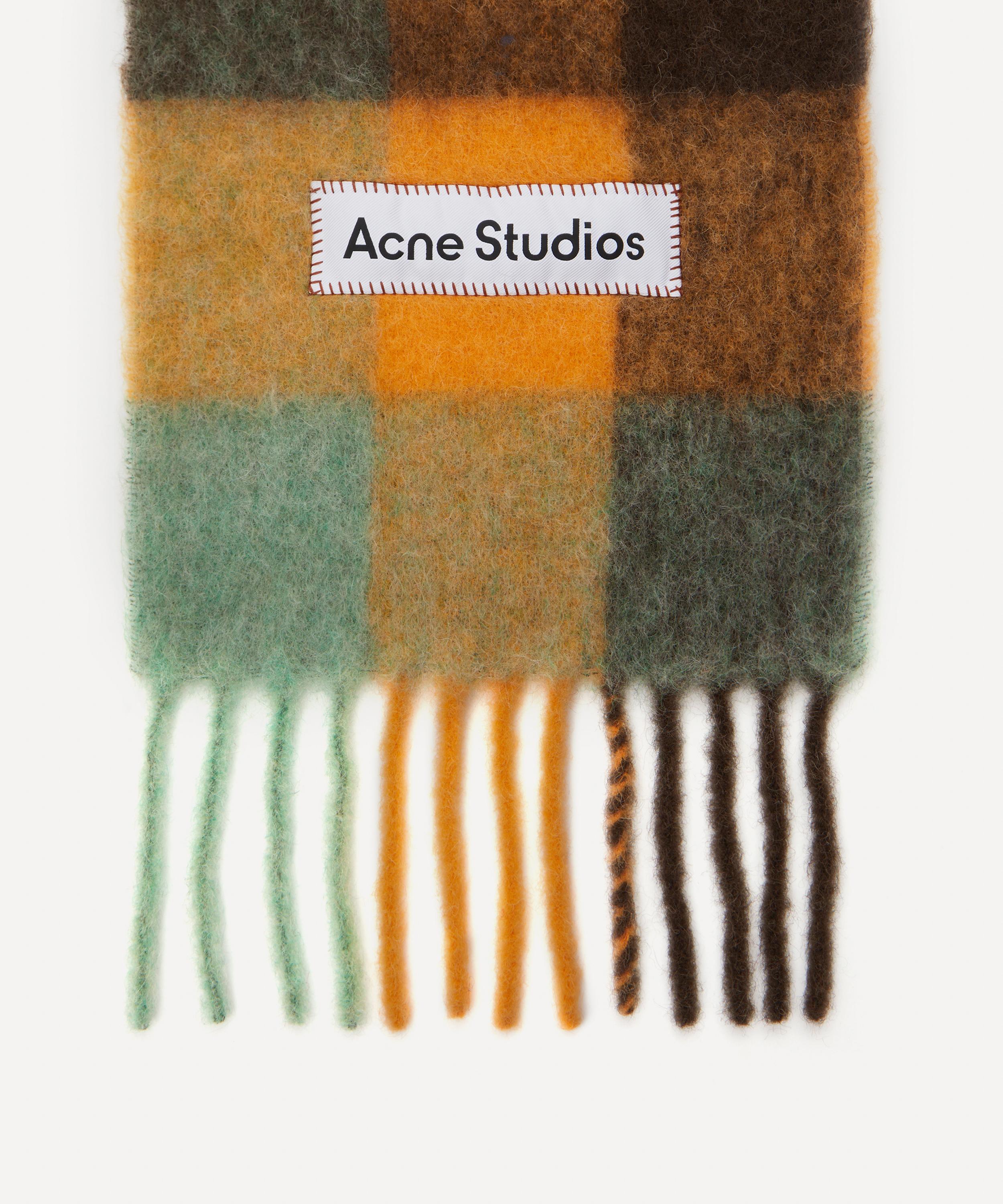 Acne studios checked logo clearance scarf