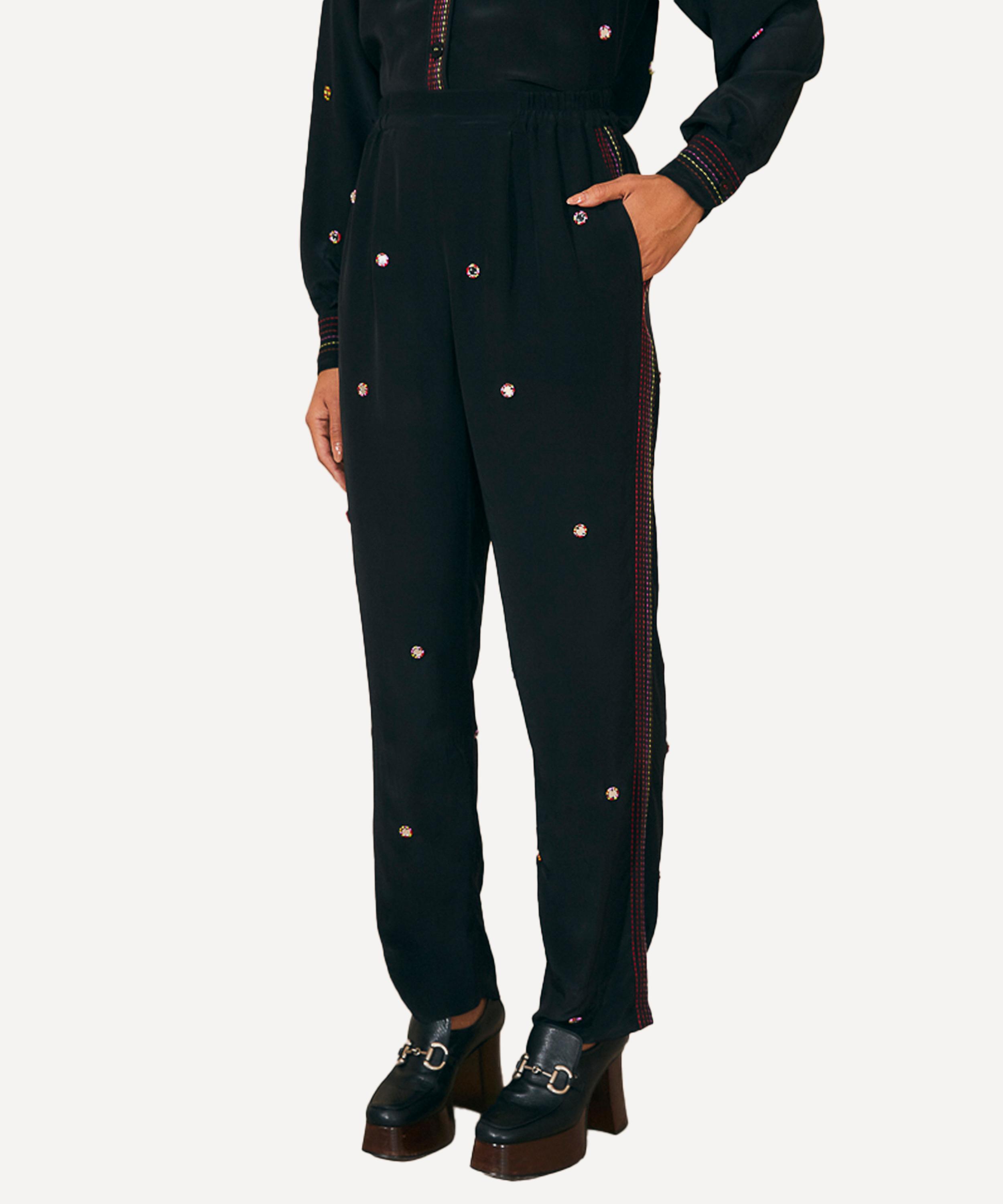 FARM Rio - Black Rainbow Beaded Mirror Trim Trousers image number 3