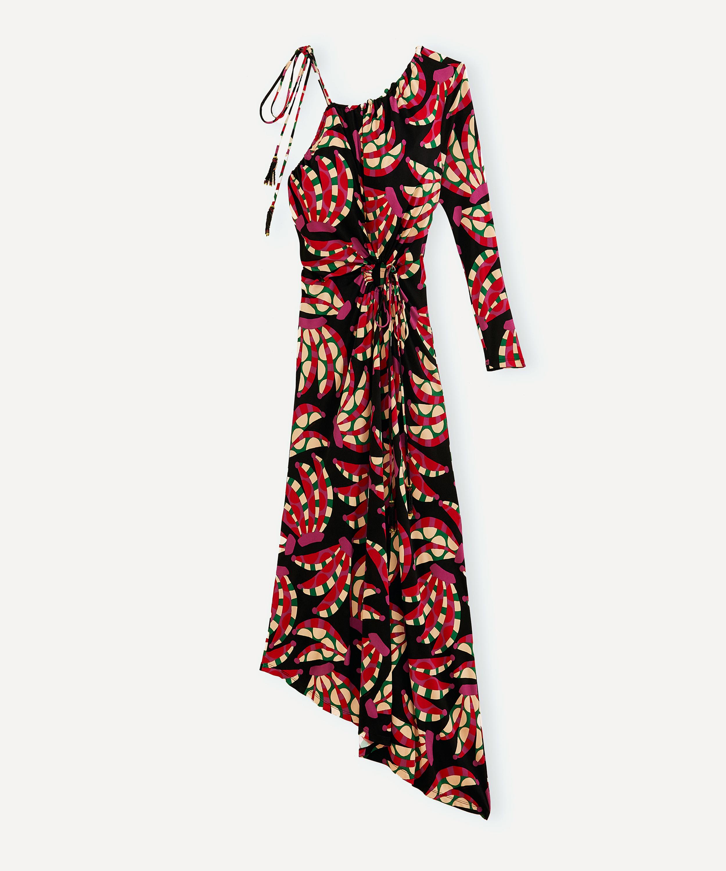 FARM Rio - Black Banana Dots One Shoulder Dress image number 0