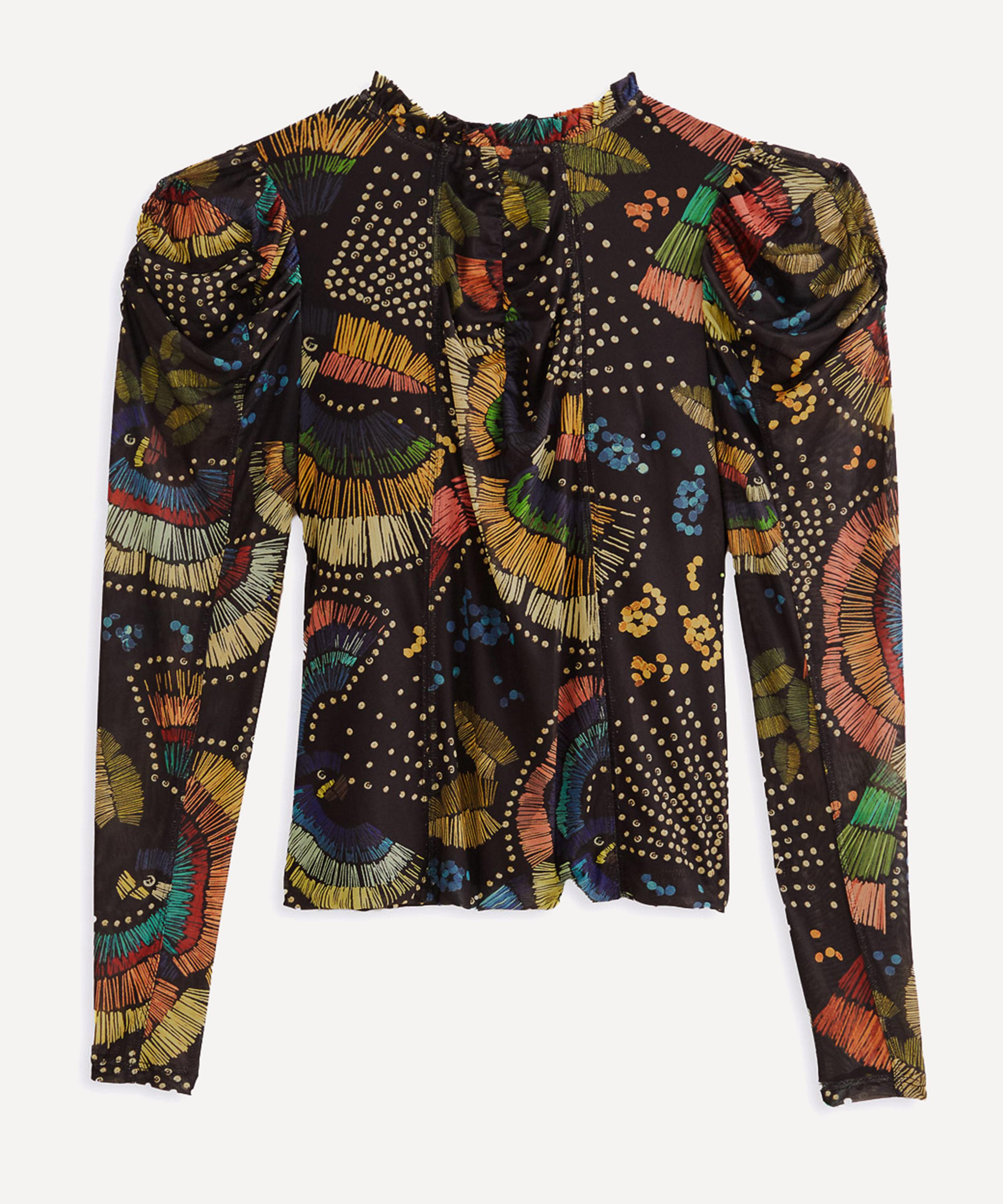FARM Rio - Black Colourful Birds Tulle Blouse image number 0