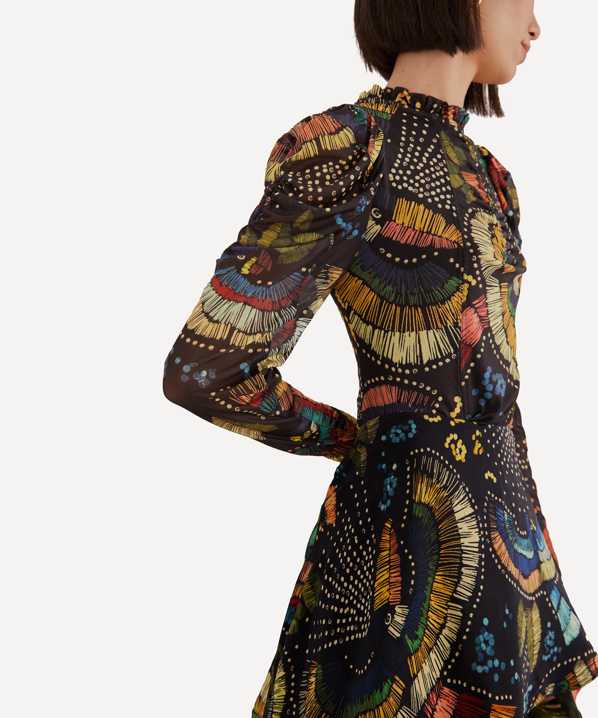 FARM Rio - Black Colourful Birds Tulle Blouse image number 3
