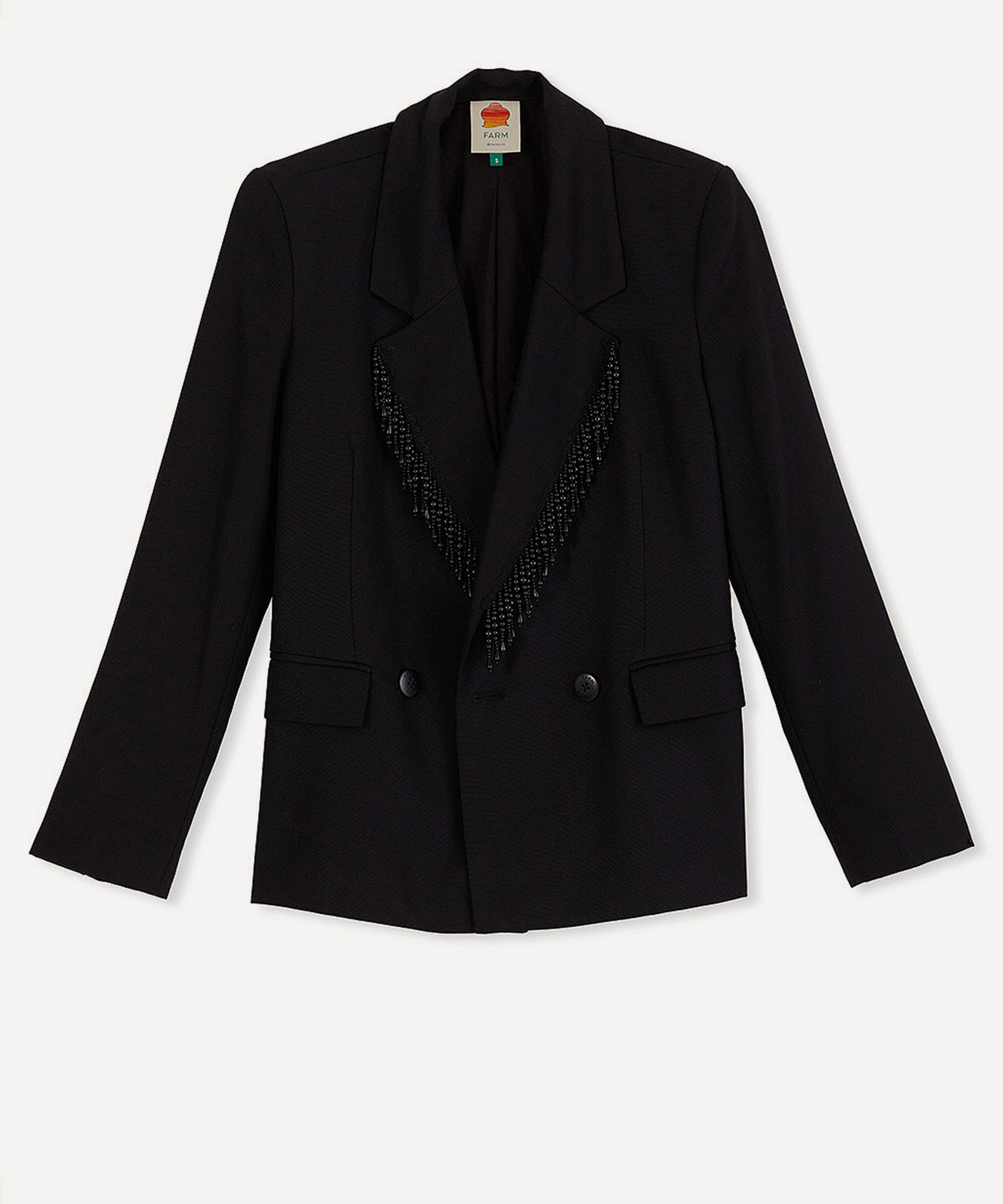 FARM Rio Black Fringe Blazer Liberty