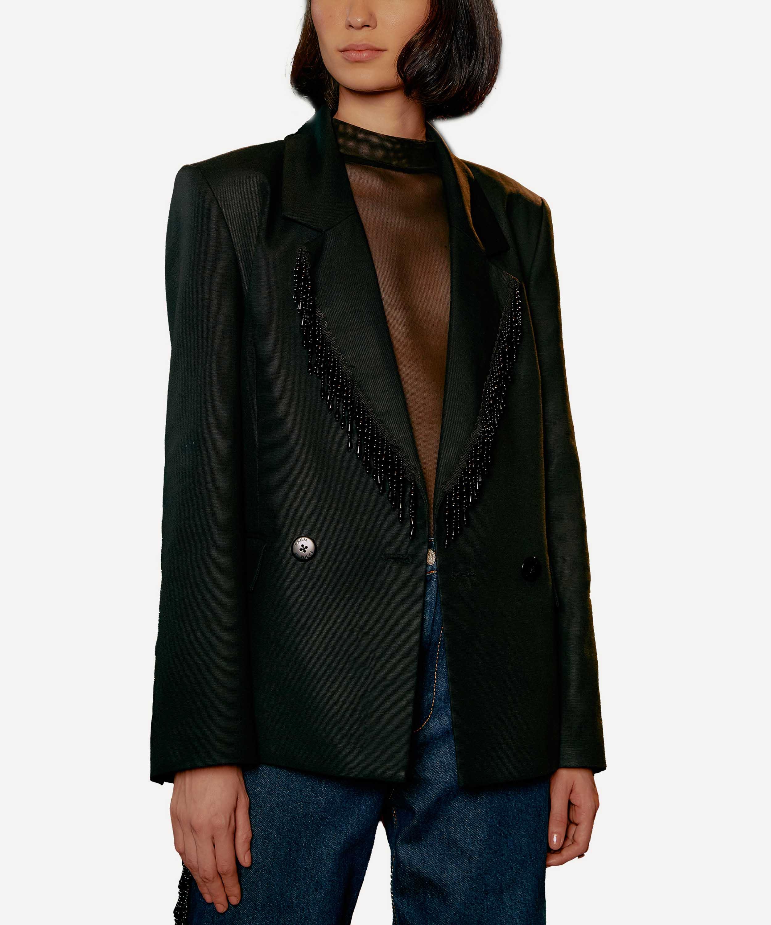 FARM Rio - Black Fringe Blazer image number 1