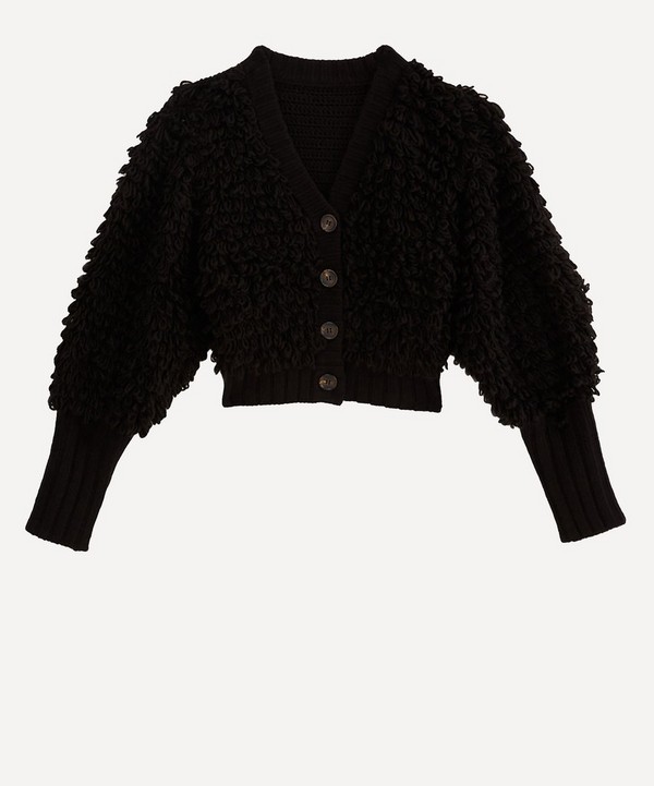 FARM Rio - Black Textured V-Neck Cardigan image number null