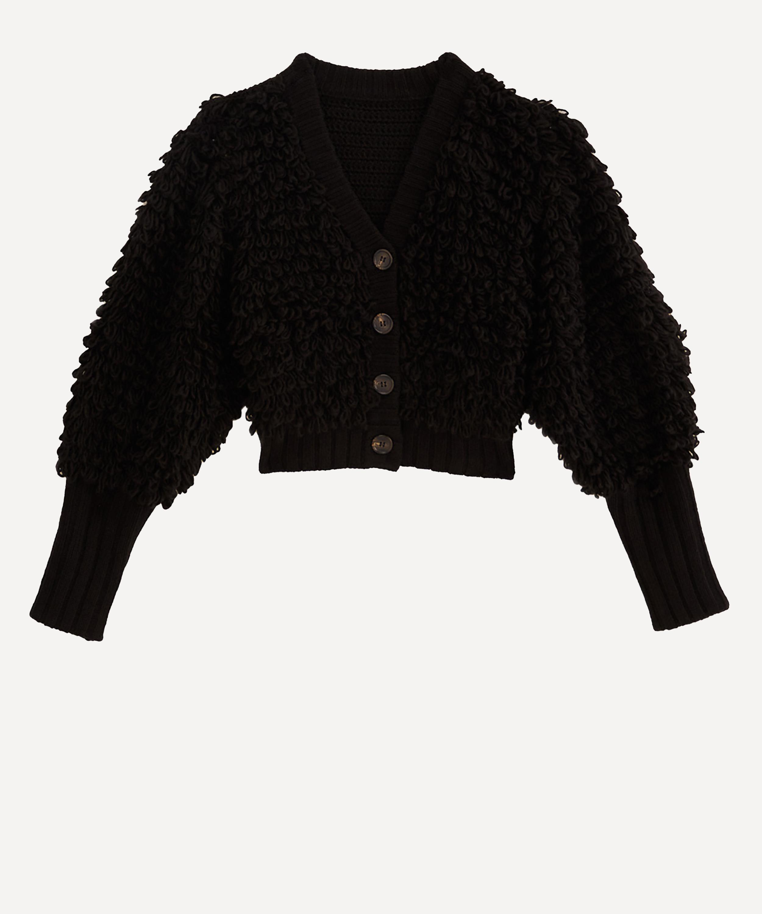 FARM Rio - Black Textured V-Neck Cardigan image number 0