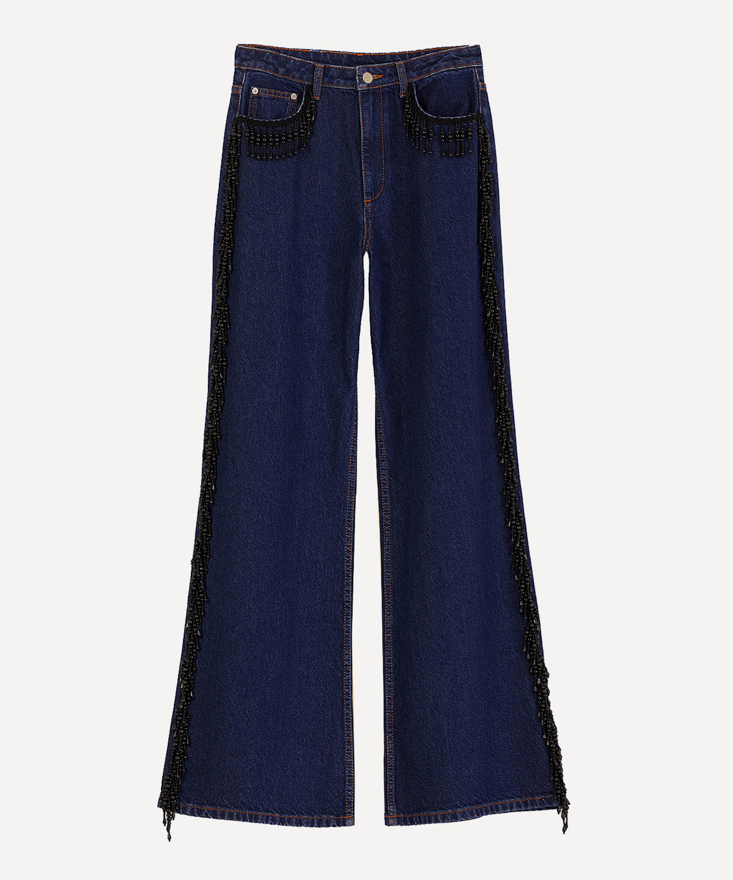 FARM Rio Fringe Beaded Wide Jeans | Liberty