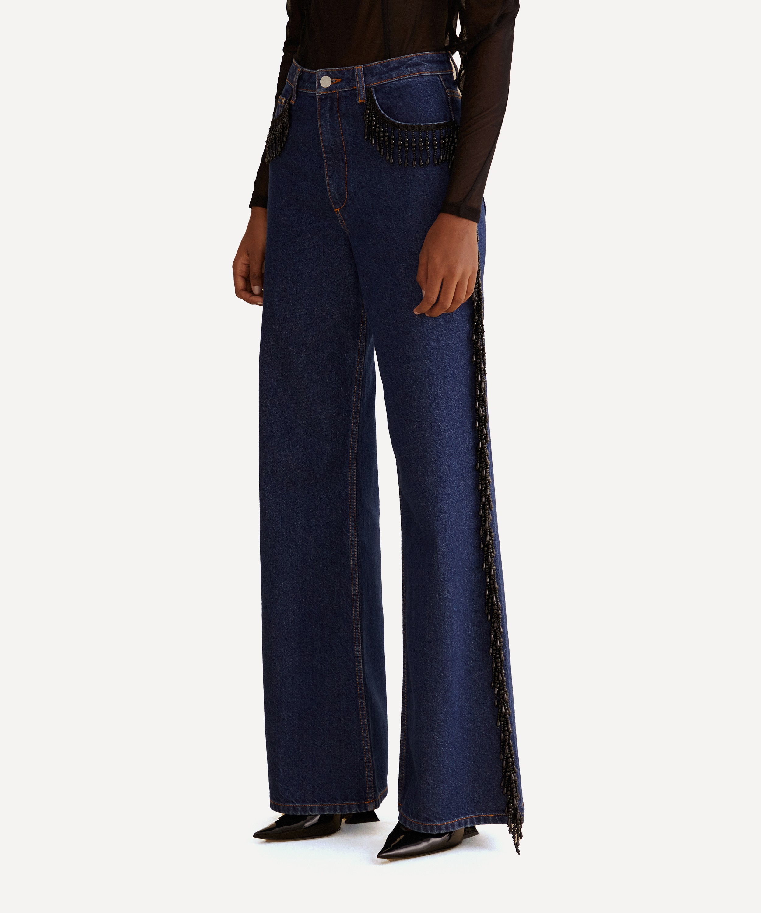 FARM Rio - Fringe Beaded Wide Jeans image number 3