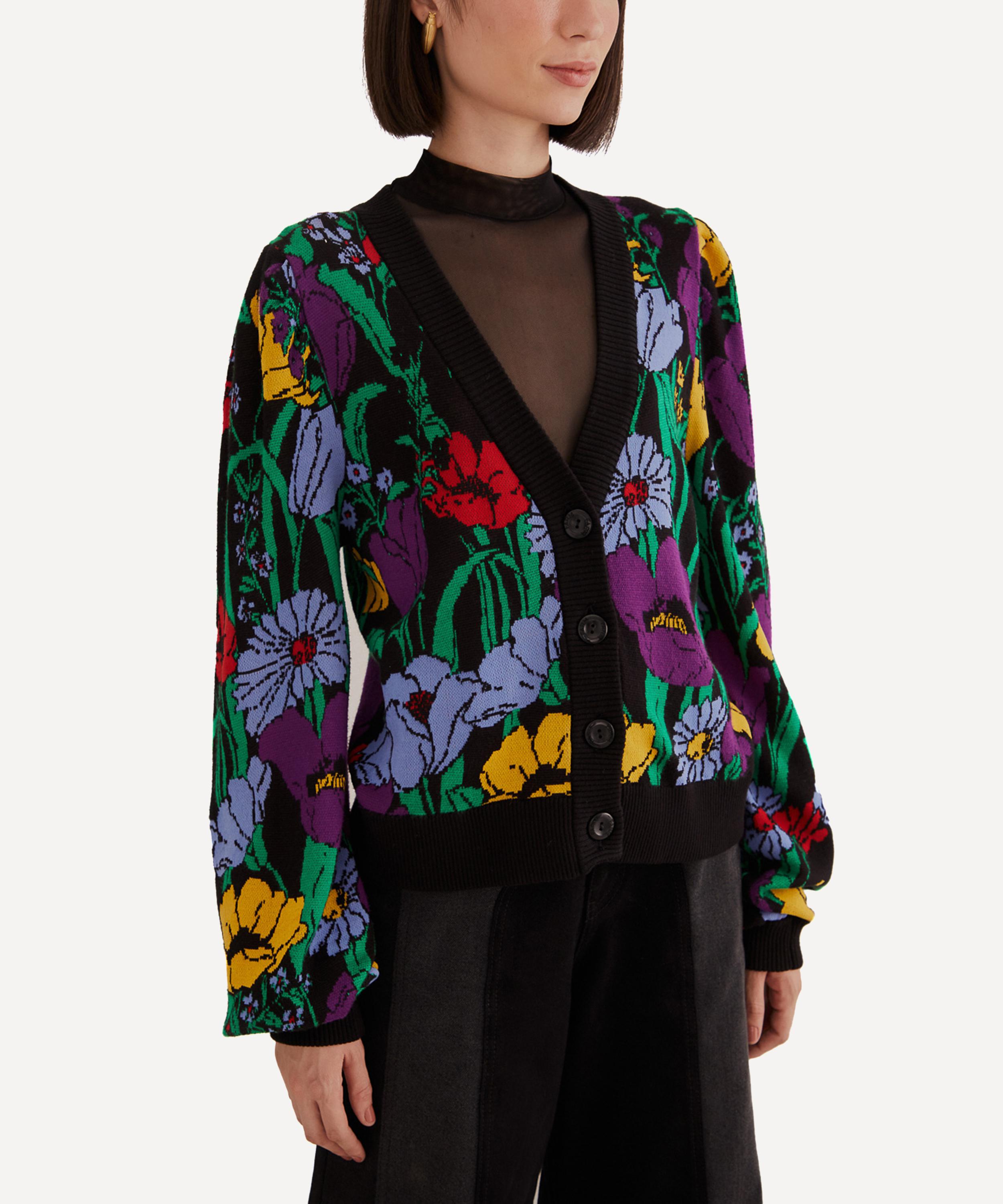 FARM Rio - Black Bucolic Garden Knit Cardigan image number 3