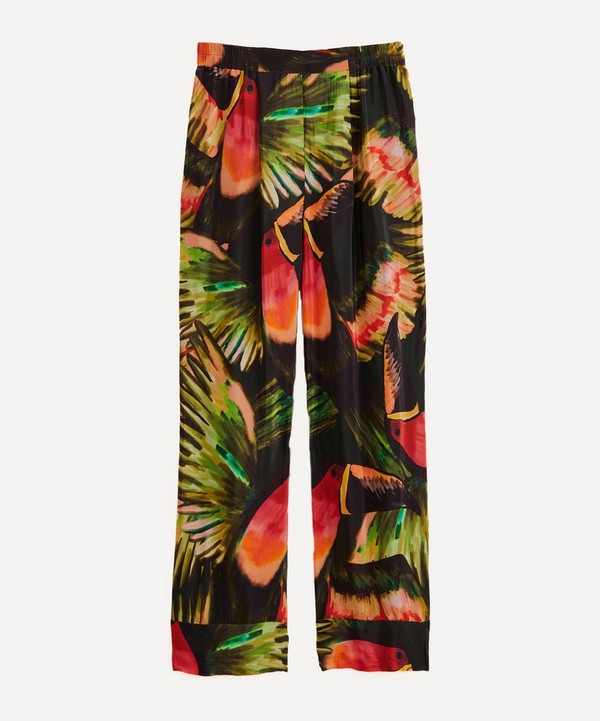 FARM Rio - Green Painted Toucans Trousers image number null