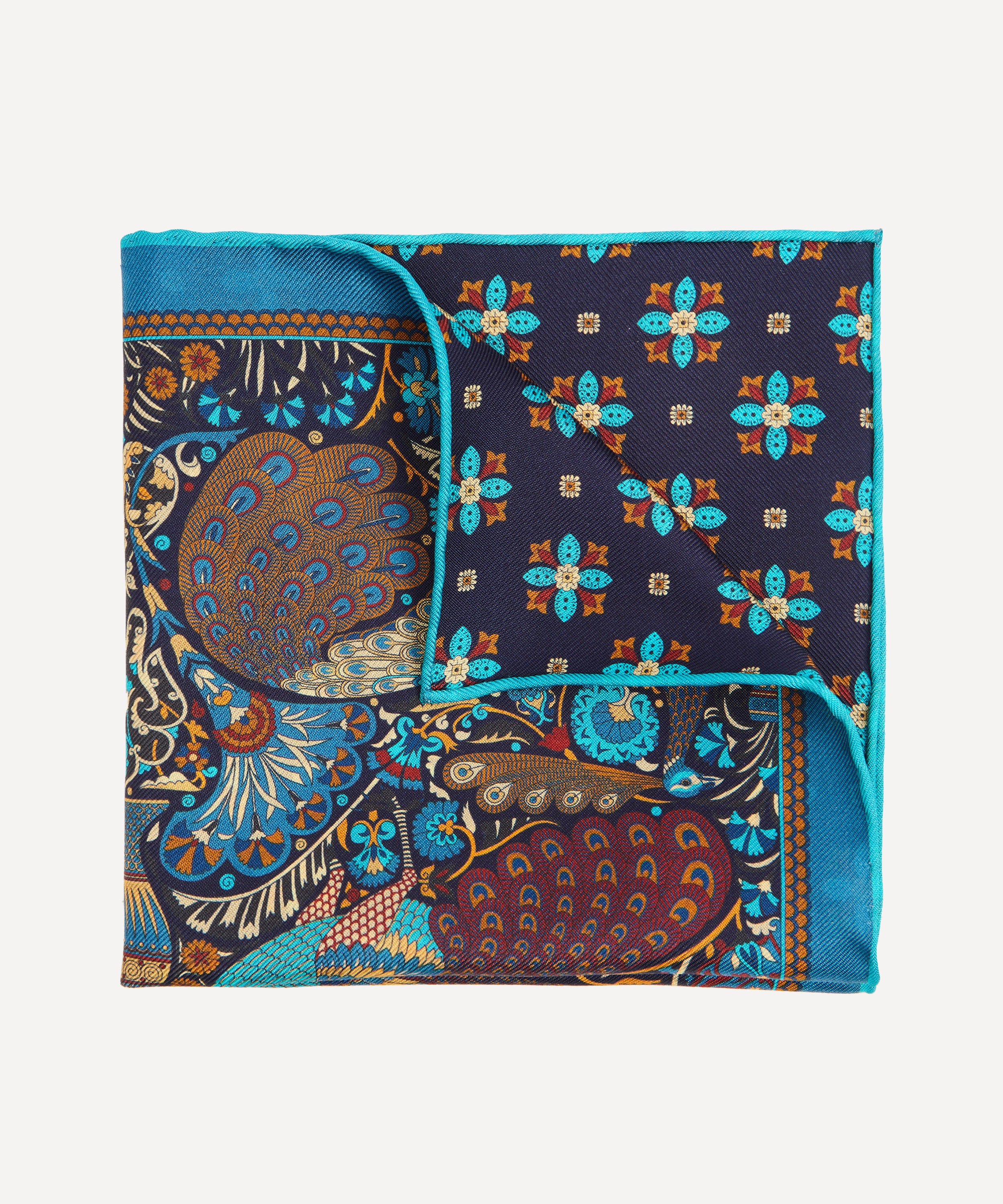 Liberty - Peacock Garden Silk Pocket Square image number 0