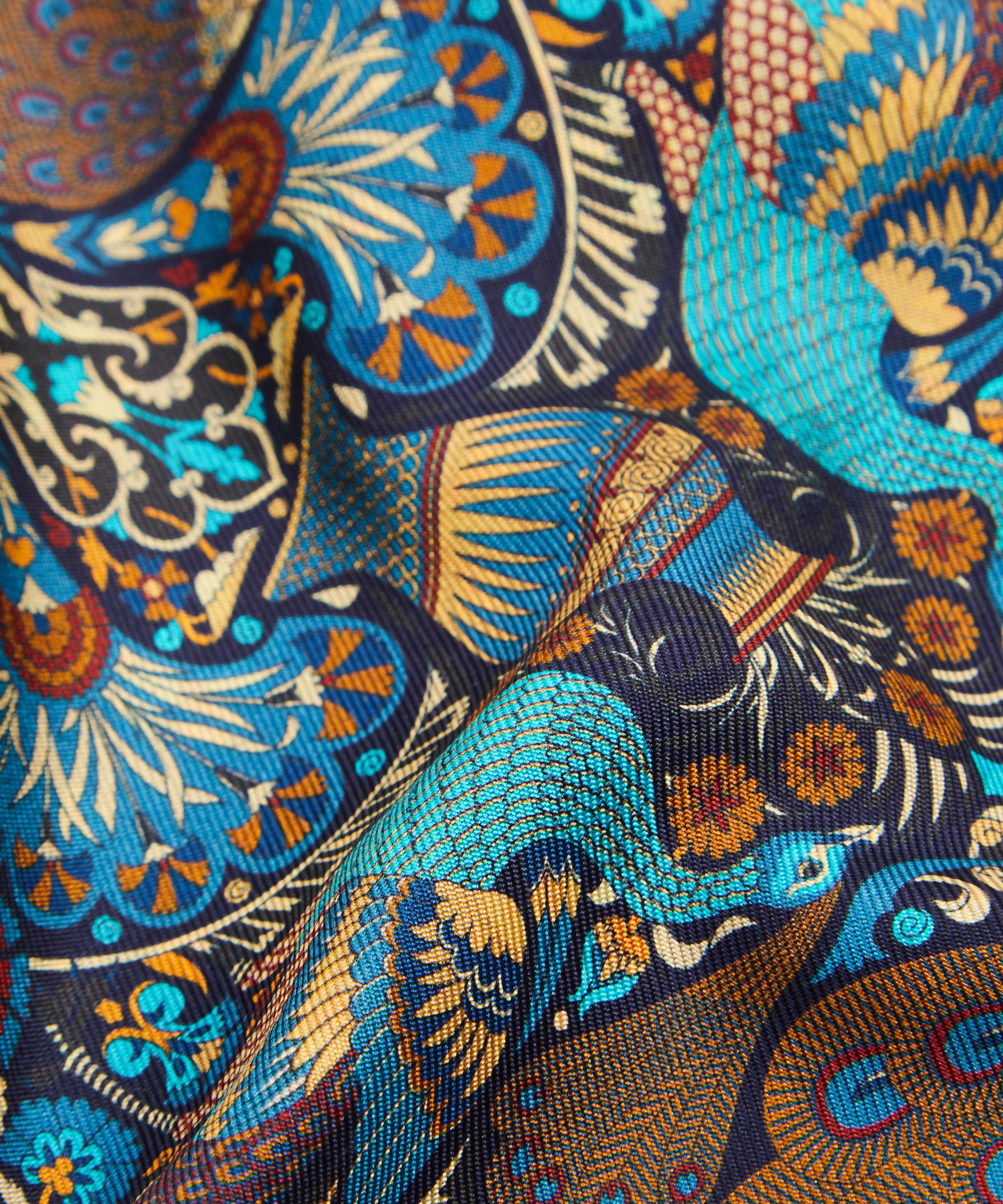 Liberty Peacock Garden Silk Pocket Square